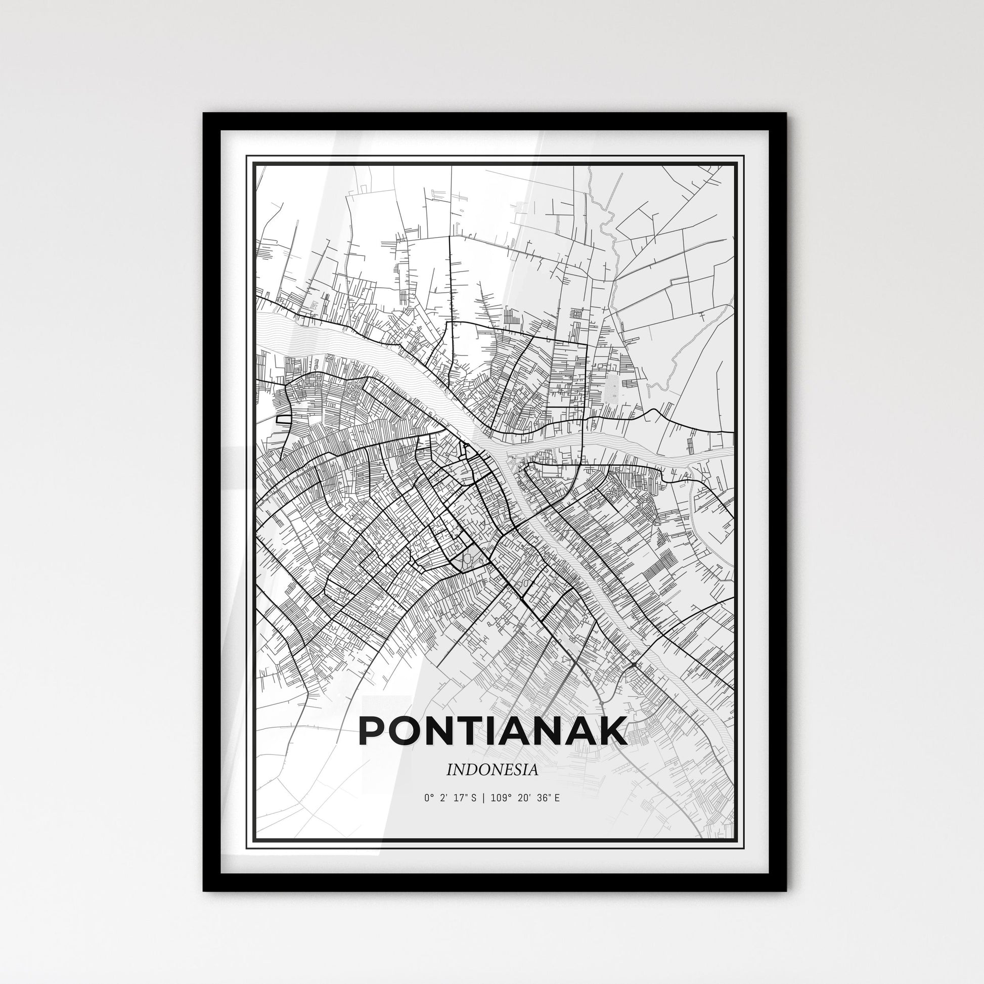 Pontianak Indonesia - Scandinavian Style City Map for Modern Home Decor