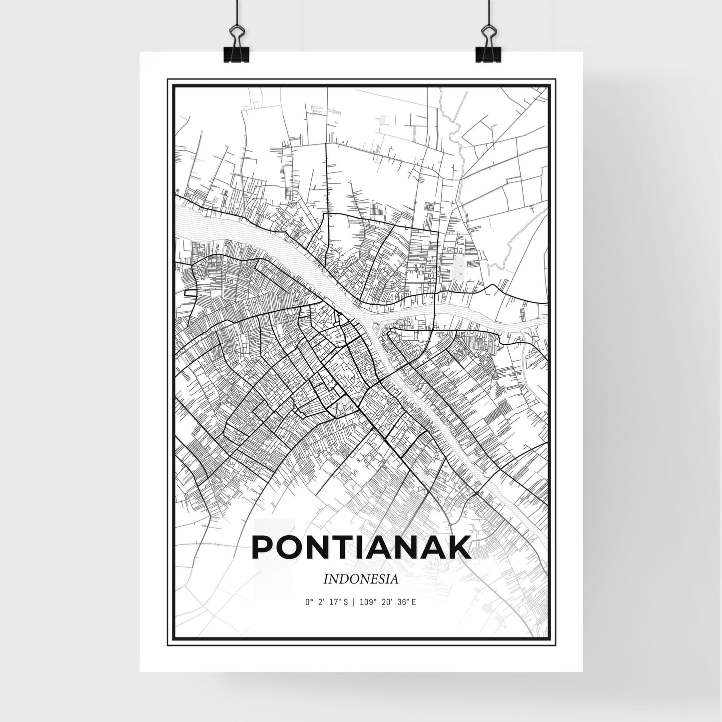 Pontianak Indonesia - Premium City Map Poster