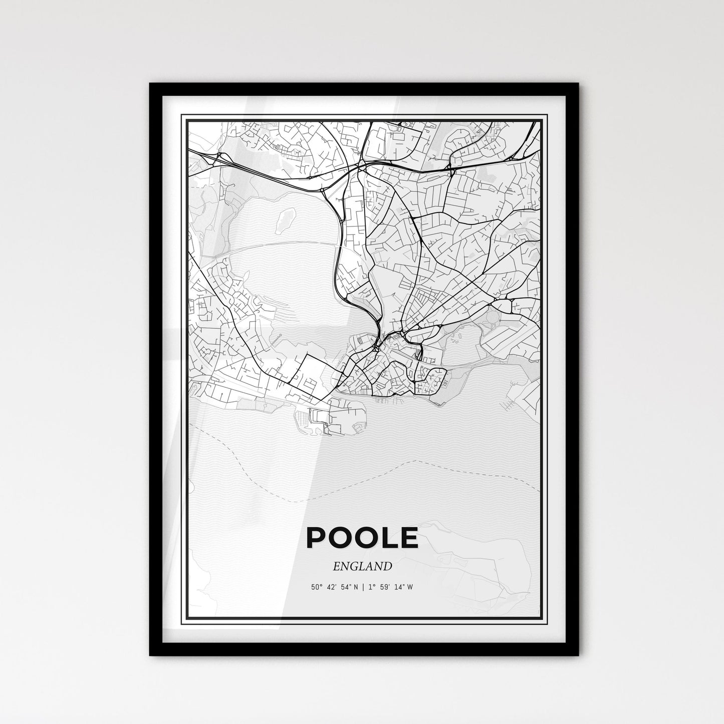 Poole England - Scandinavian Style City Map for Modern Home Decor