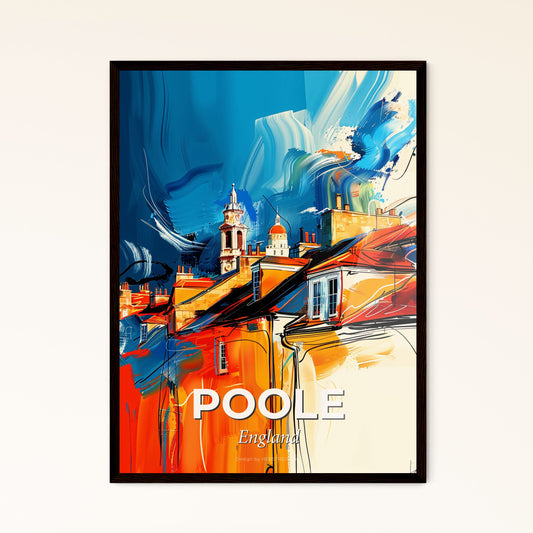 Vibrant Poole, England - A Painting Of A Rooftop Of Buildings