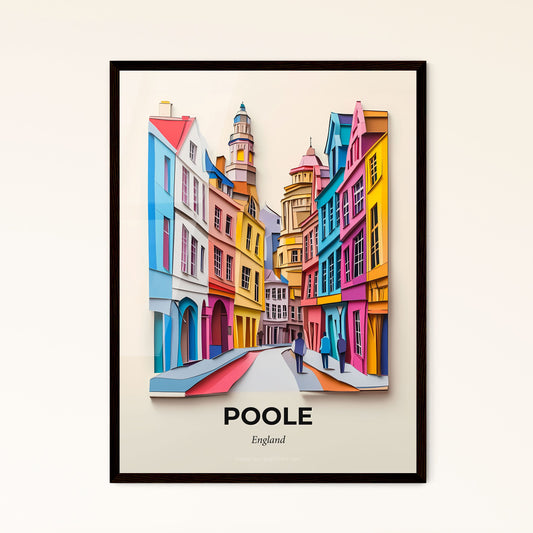 Vivid Poole, England - a paper cut of a city street with a person walking down it