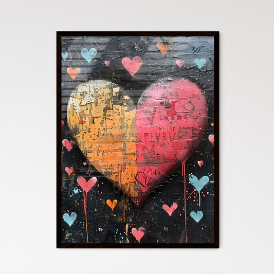 Vibrant Pop Art Graffiti Heart: Grunge Street Art with Spray Painted Hearts in Hot Pink, Black, Red, Aqua, Yellow, Blue, and White Default Title