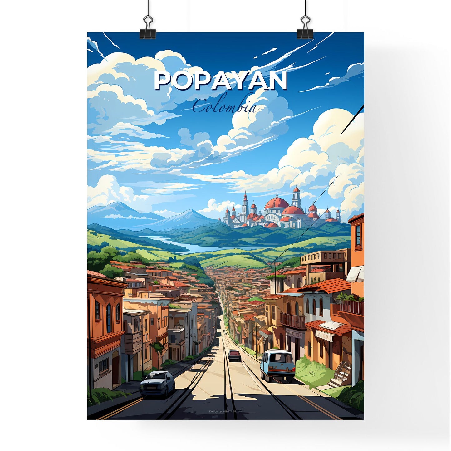 Popayan Colombia Skyline Painting City Art Travel Landmark Default Title