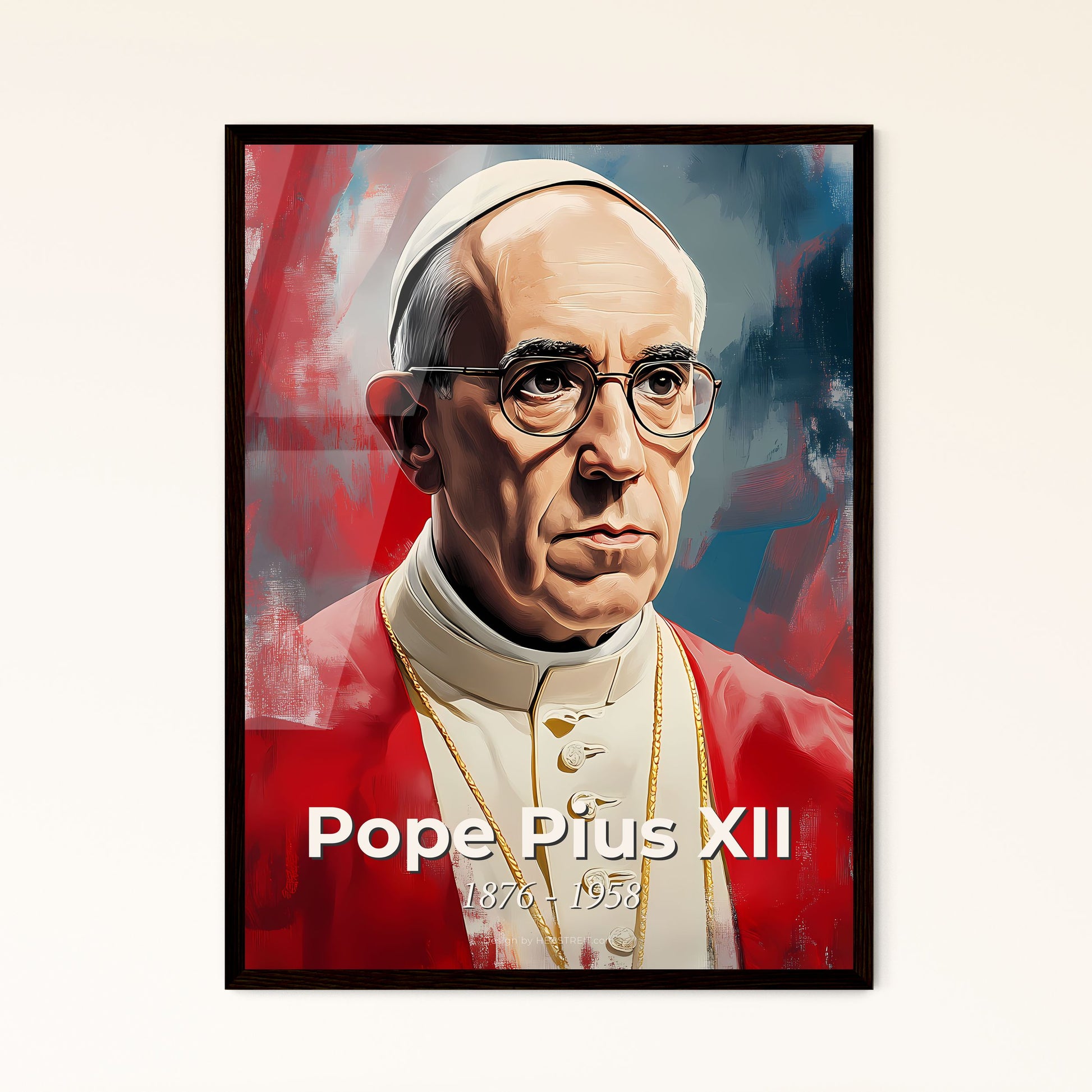 Portrait of Pope Pius XII, 1876 - 1958. Impressionistic painting of a man in a red robe.