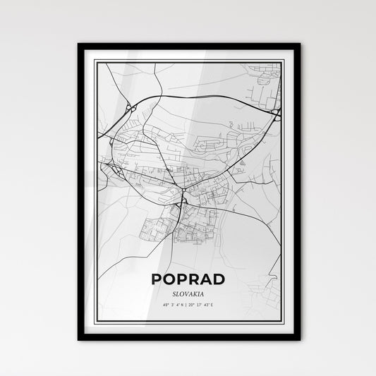 Poprad Slovakia - Scandinavian Style City Map for Modern Home Decor