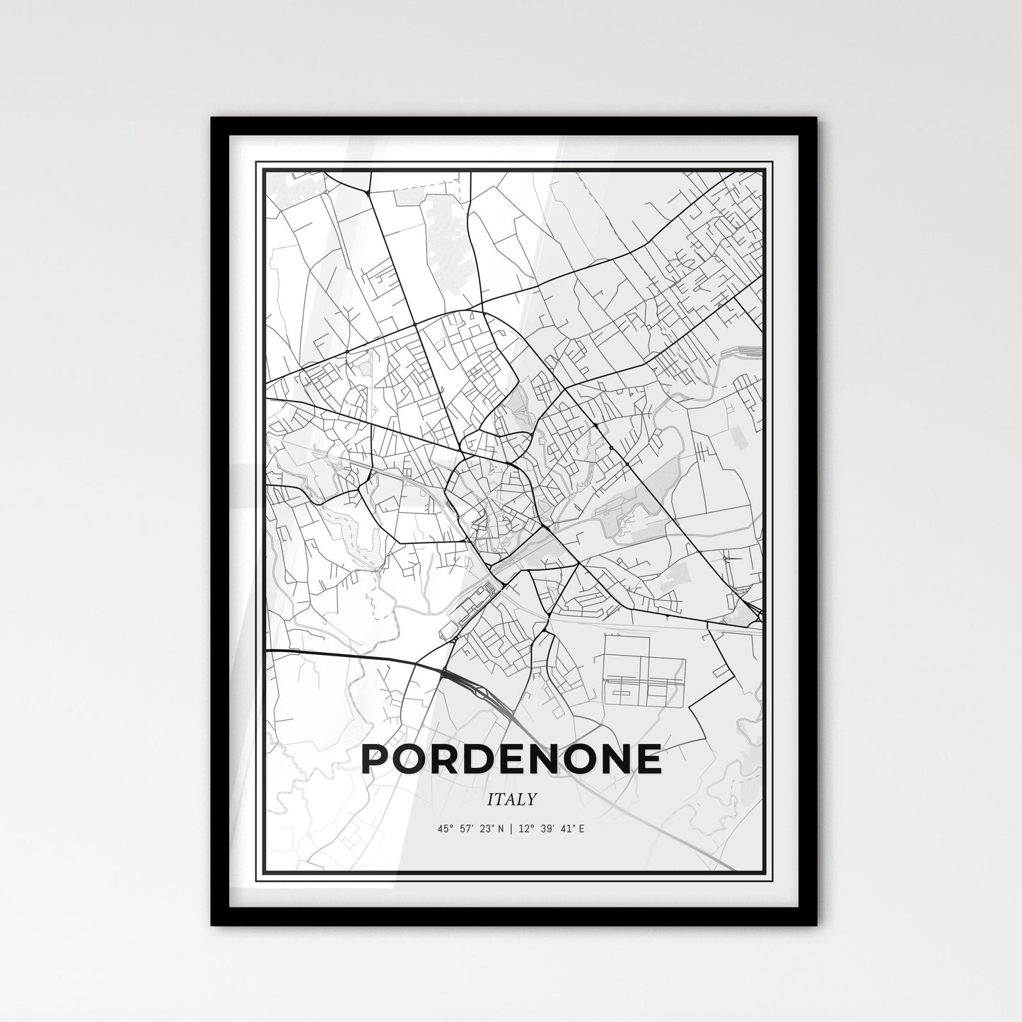 Pordenone Italy - Scandinavian Style City Map for Modern Home Decor