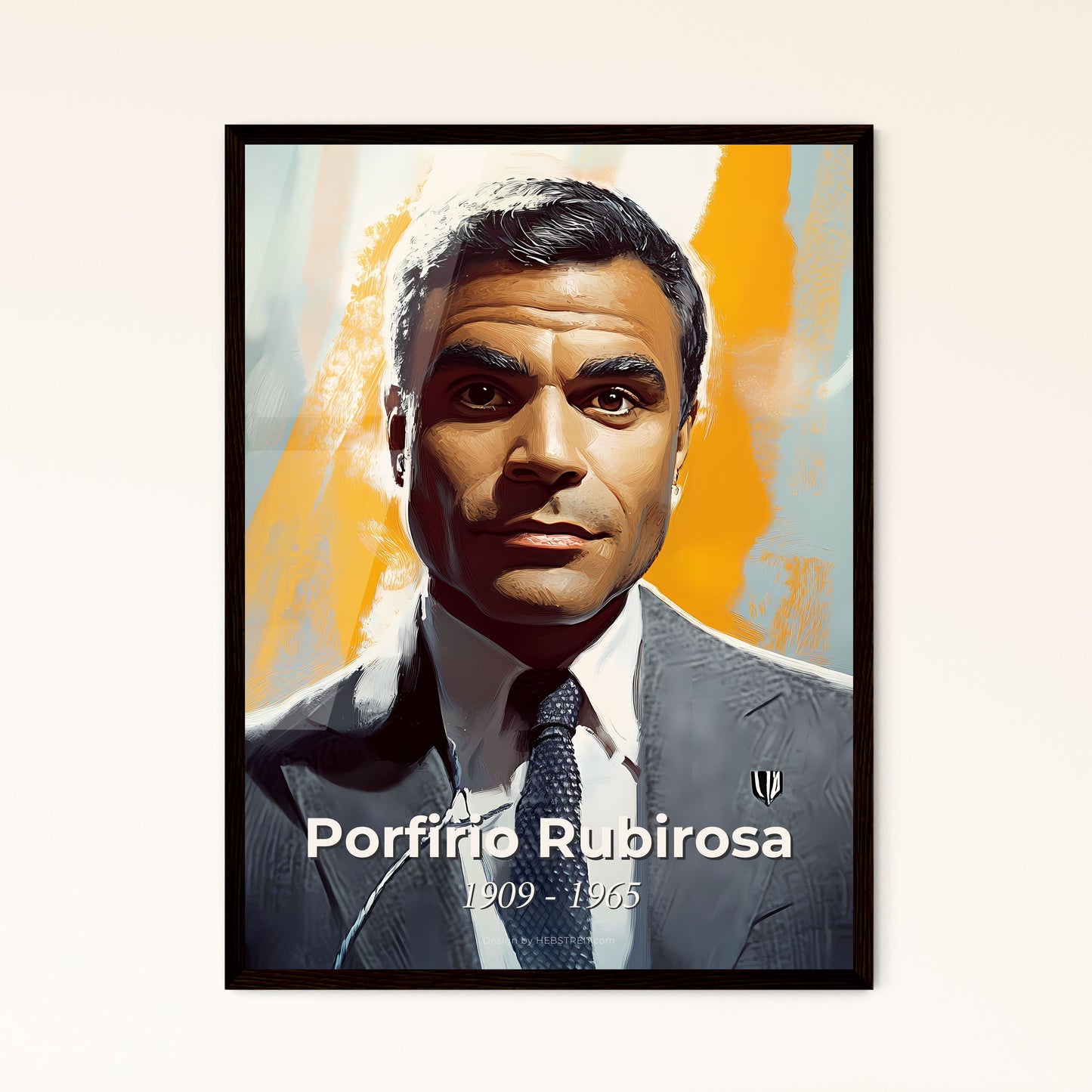 Portrait of Porfirio Rubirosa, 1909 - 1965. Impressionistic painting of a man in a suit.