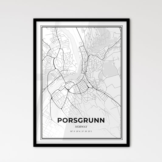 Porsgrunn Norway - Scandinavian Style City Map for Modern Home Decor