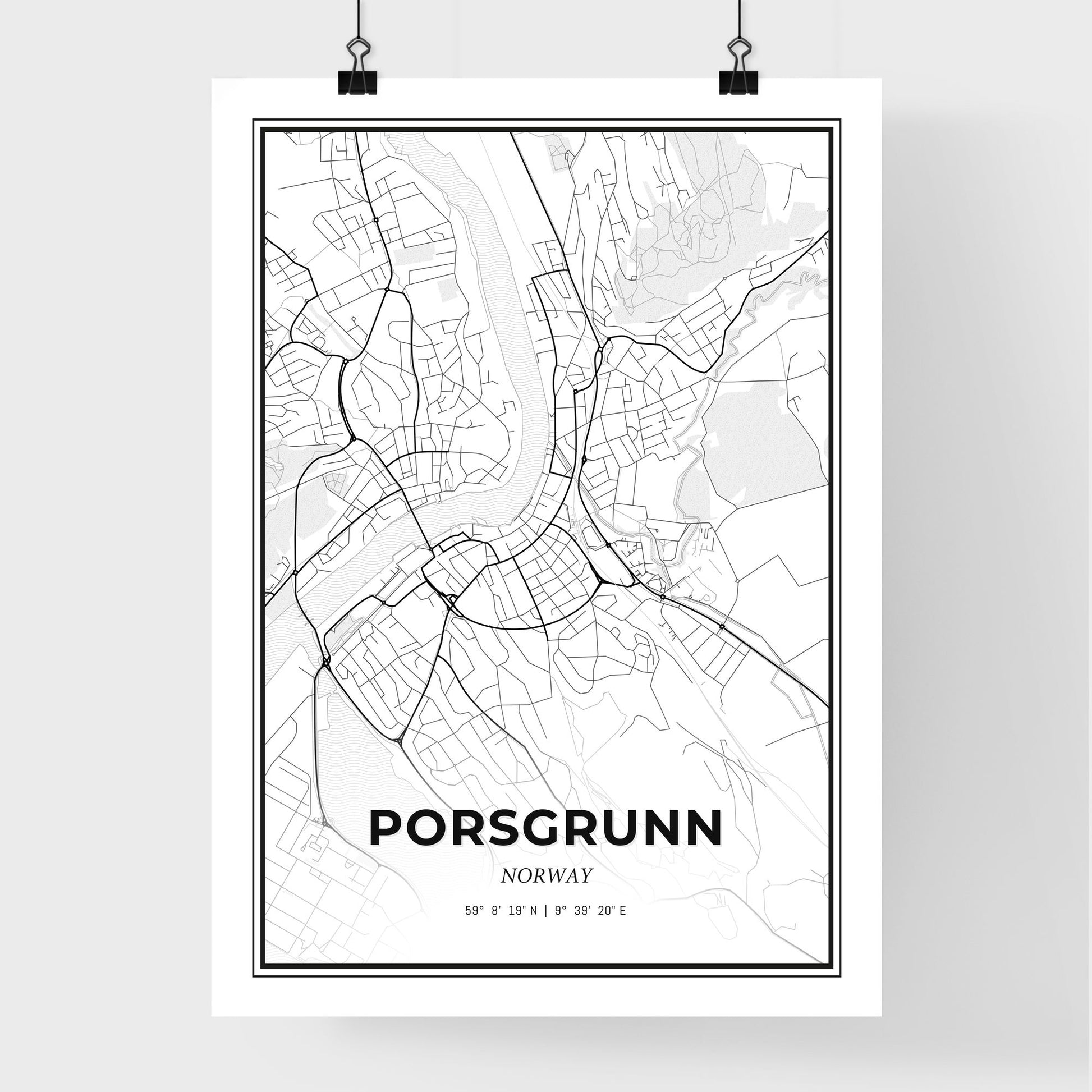 Porsgrunn Norway - Premium City Map Poster