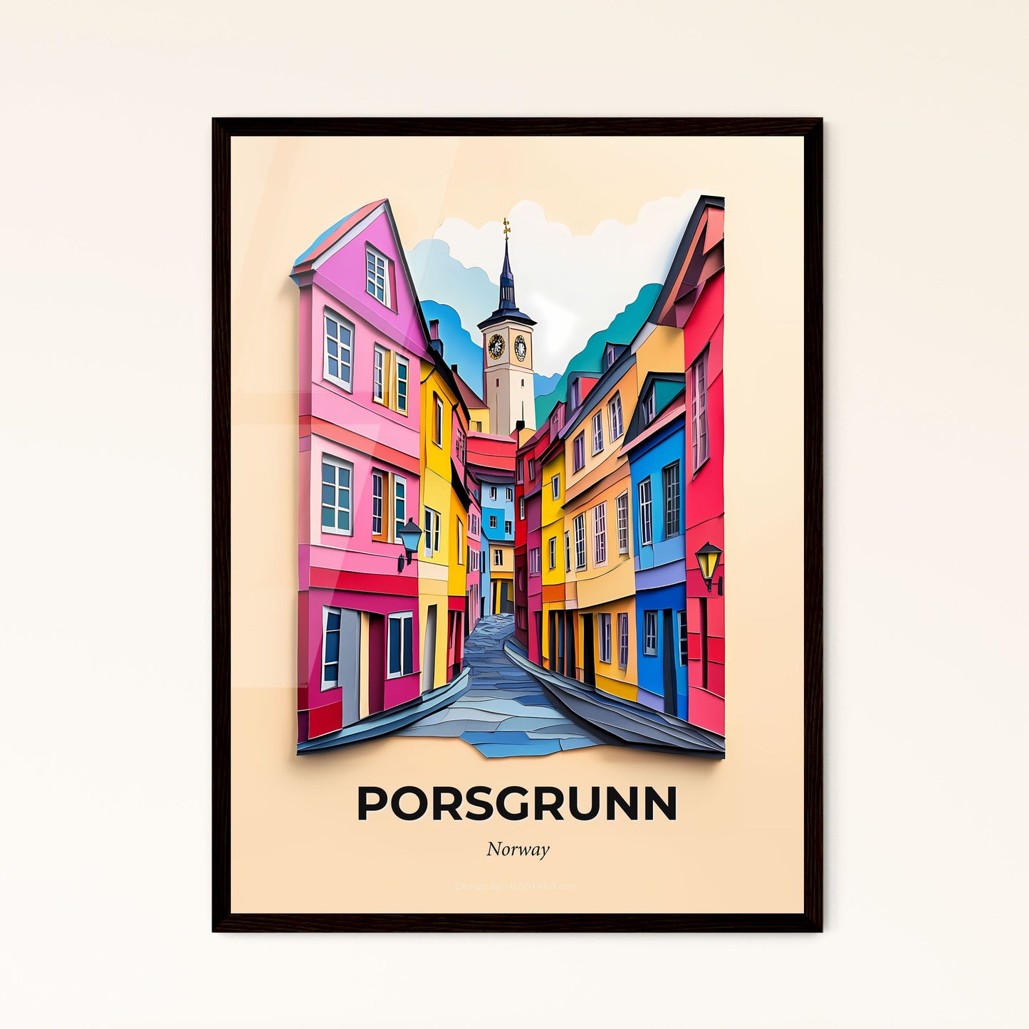 Vivid Porsgrunn, Norway, Papercut Print