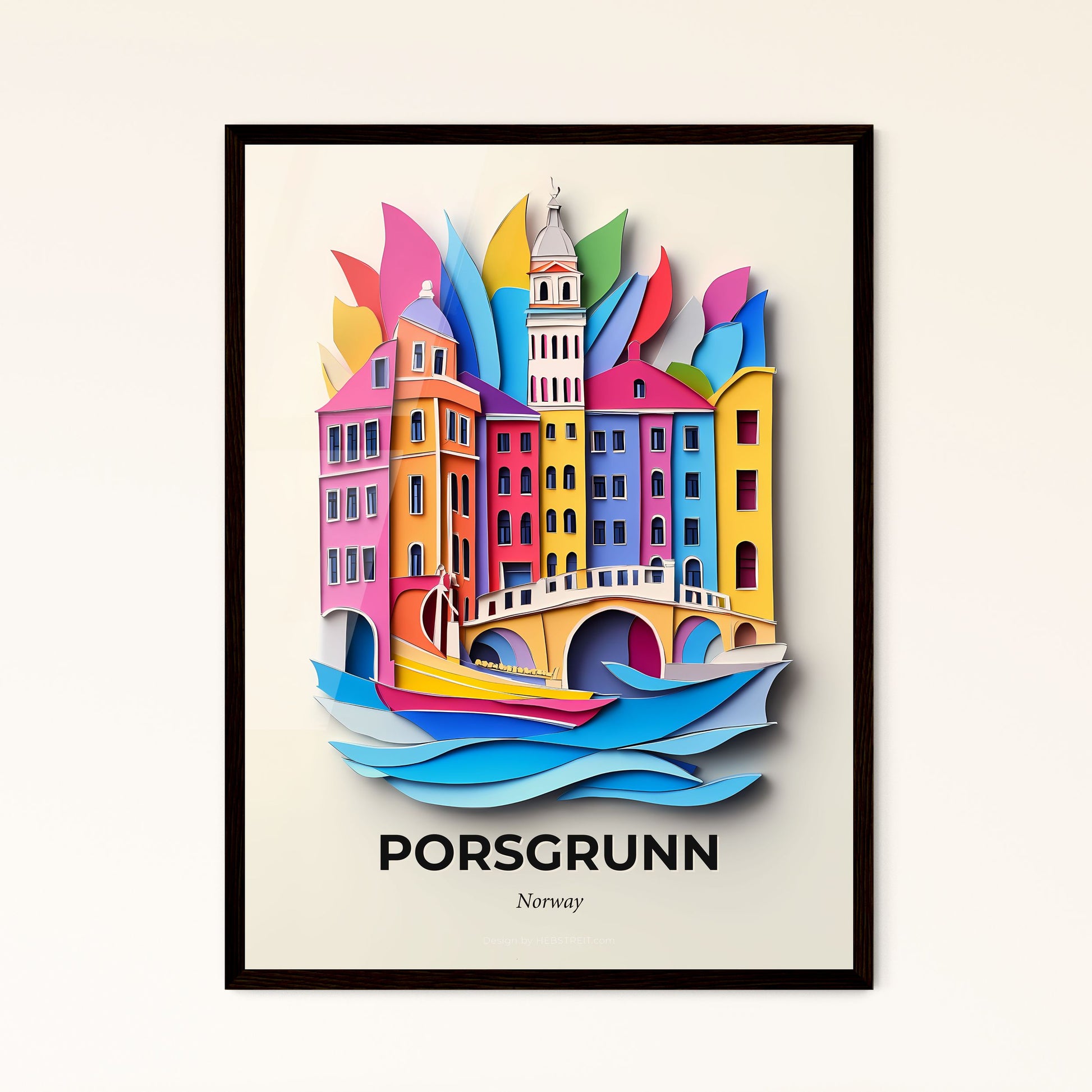 Vivid Porsgrunn, Norway, Papercut Print