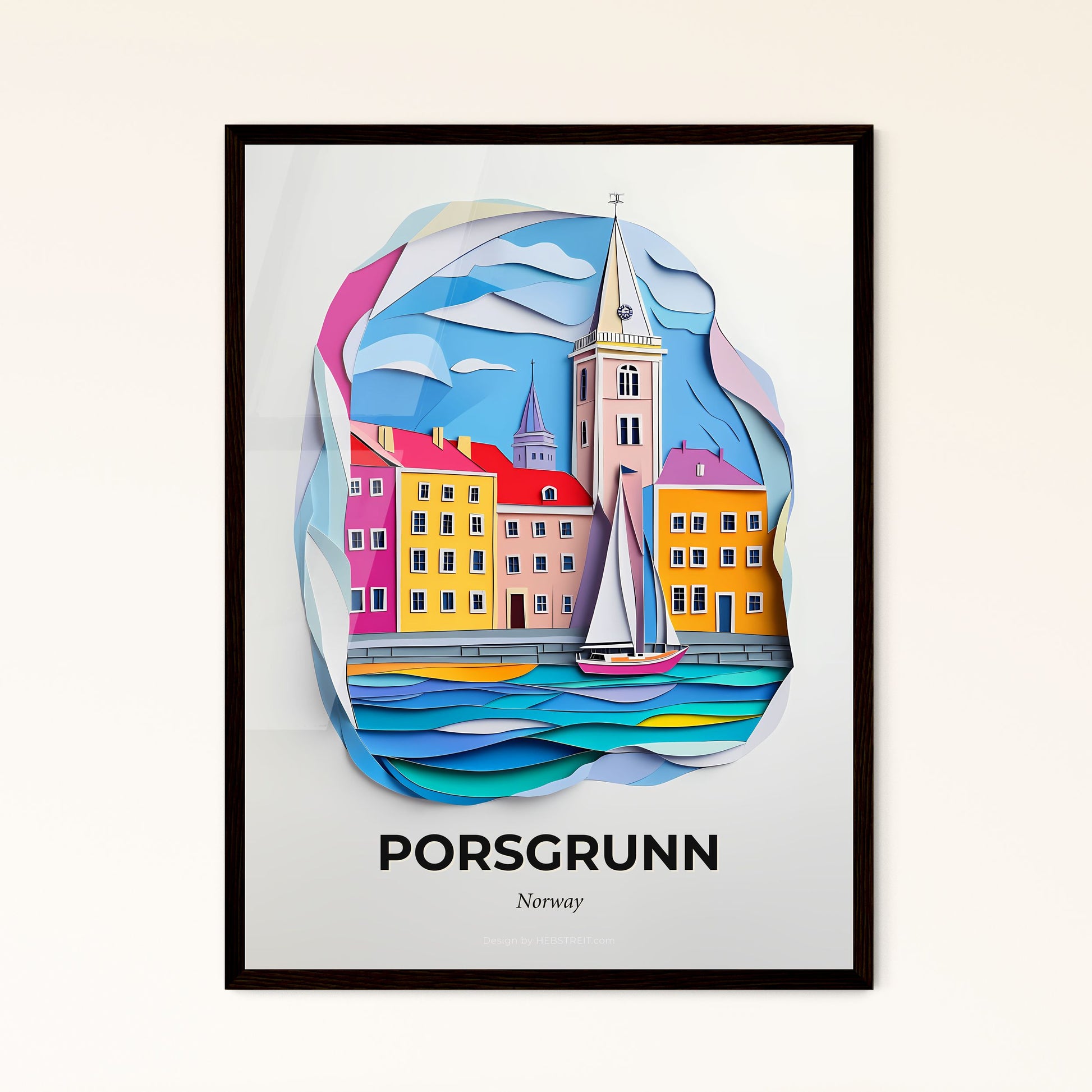 Vivid Porsgrunn, Norway, Papercut Print