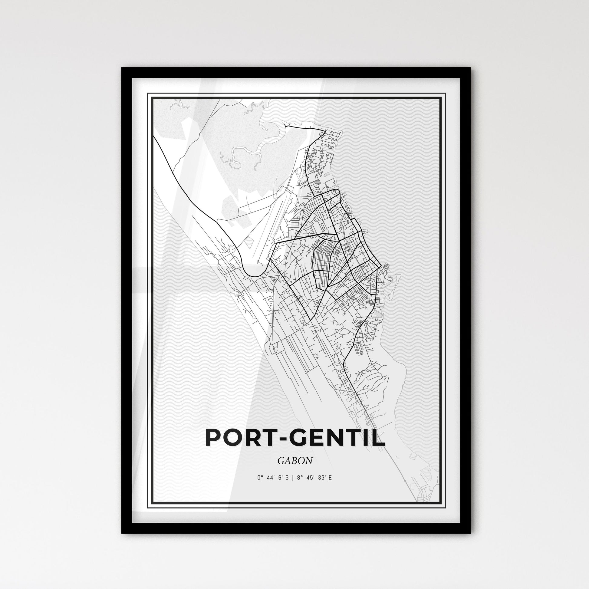 Port-Gentil Gabon - Scandinavian Style City Map for Modern Home Decor