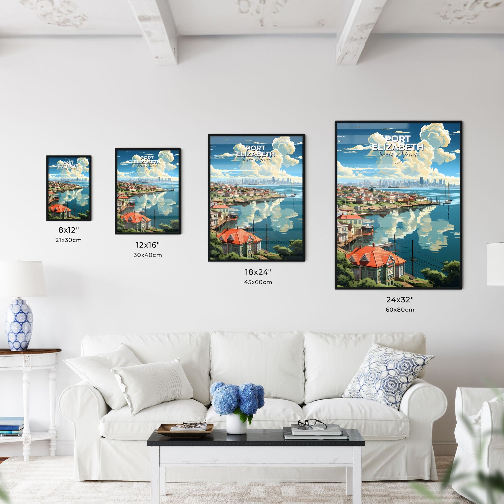 Expressive Painting of Port Elizabeth Skyline, South Africa, by the Ocean Default Title