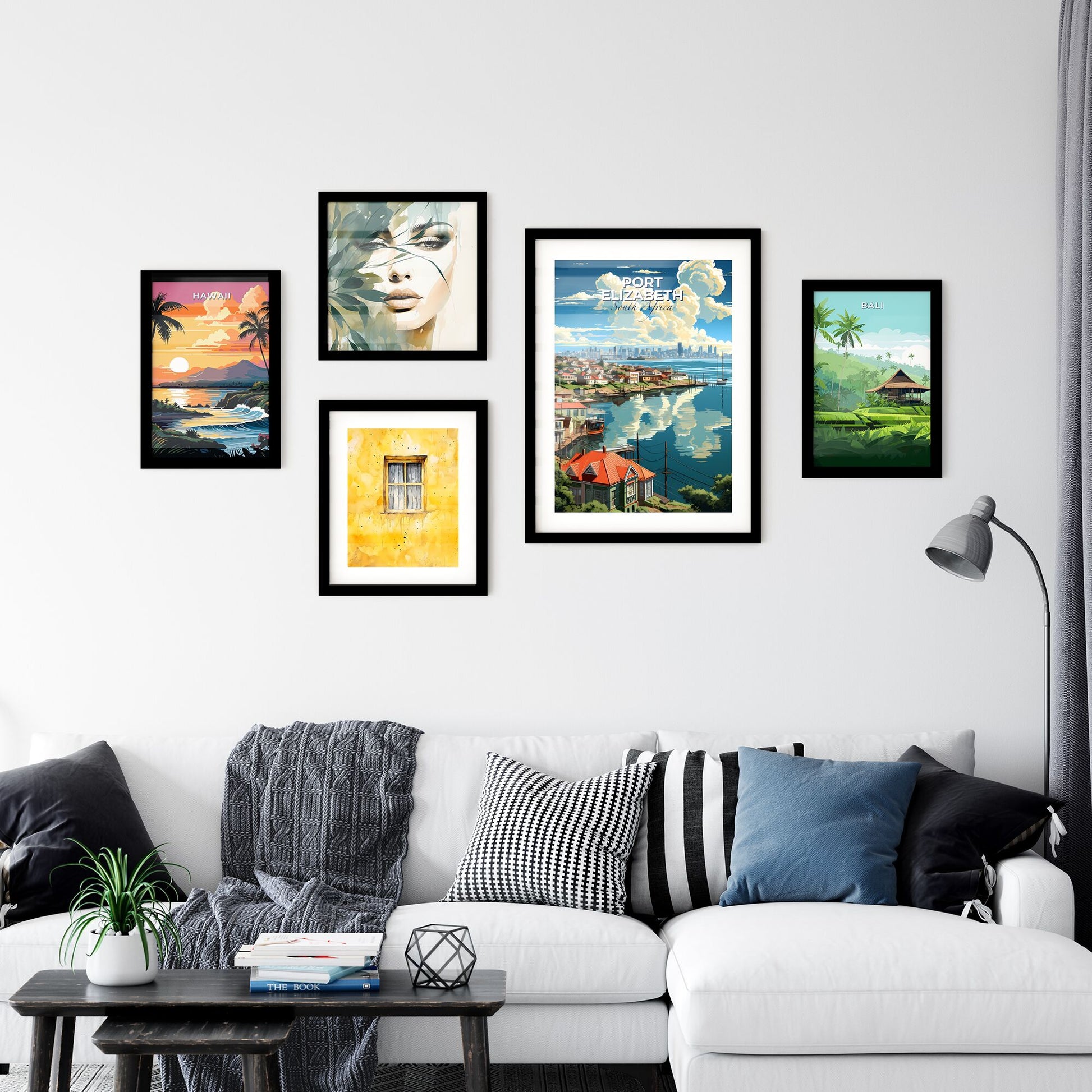 Expressive Painting of Port Elizabeth Skyline, South Africa, by the Ocean Default Title