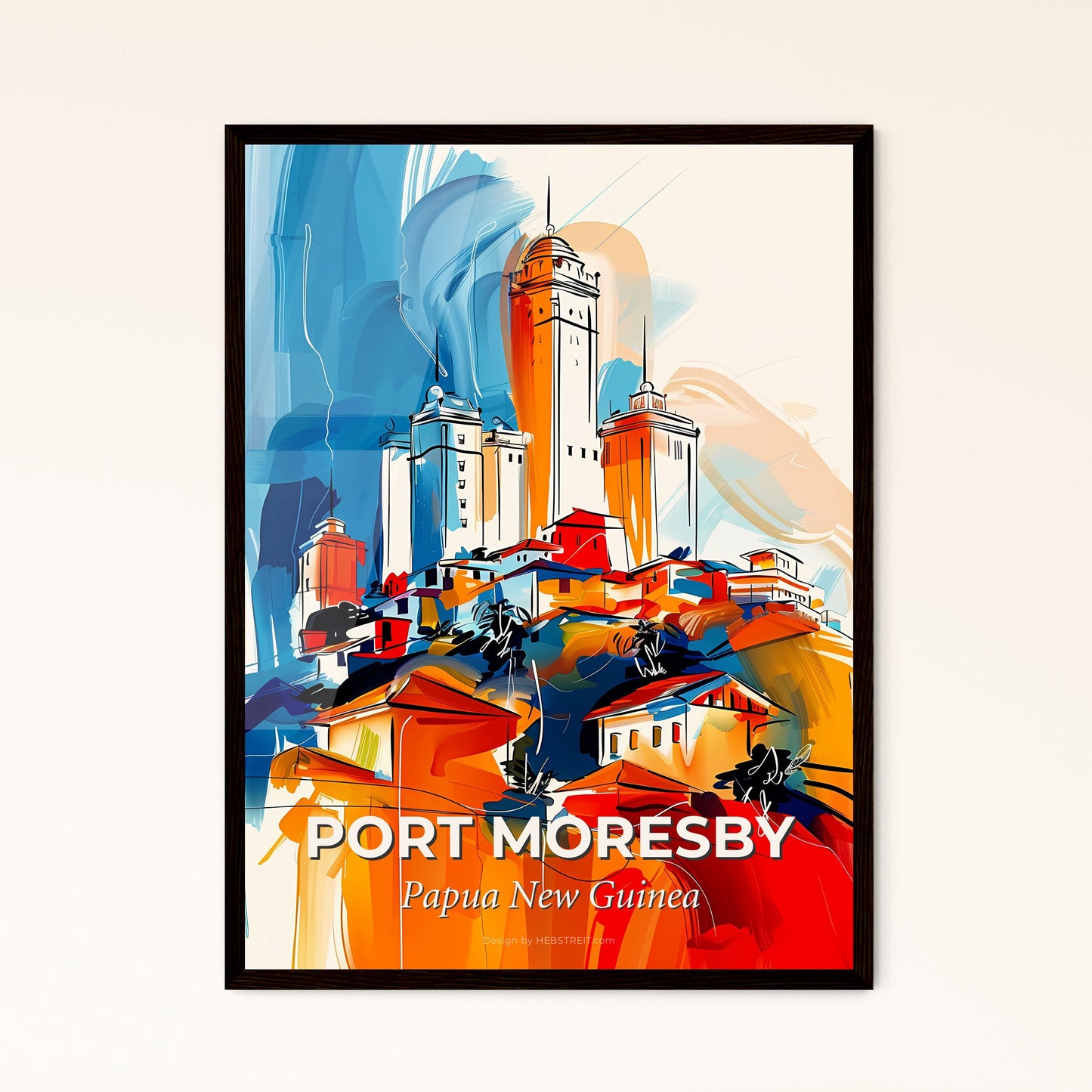 Vibrant Port Moresby, Papua New Guinea - A Painting Of A City