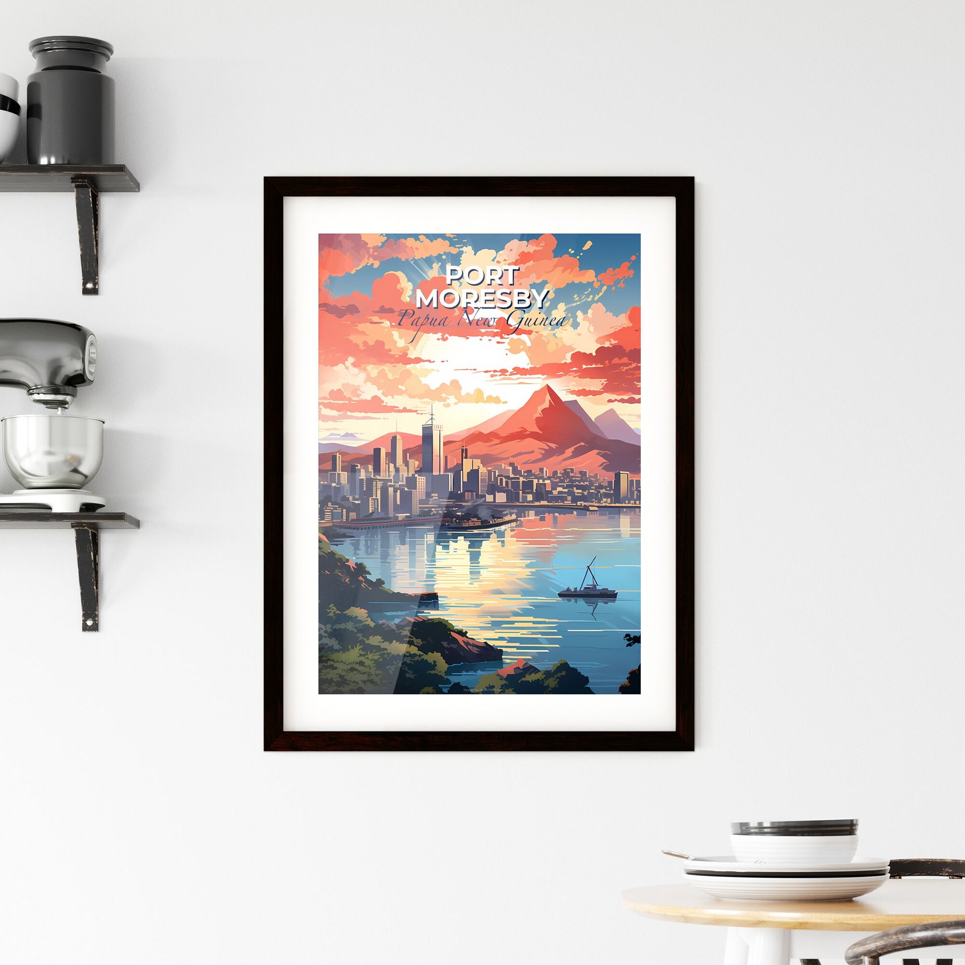 Port Moresby Skyline Cityscape Painting Papua New Guinea Waterfront Art Default Title