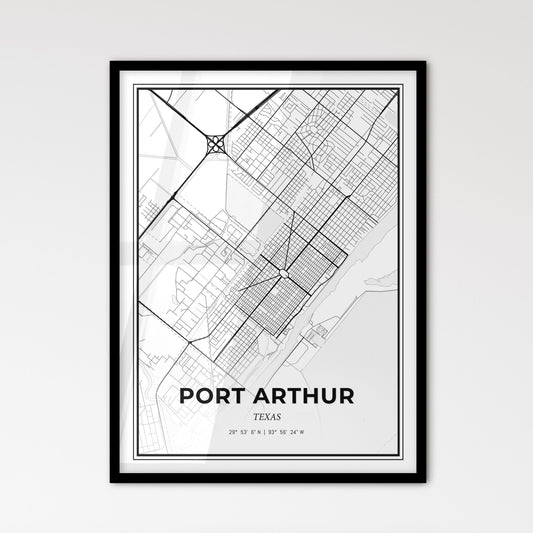 Port Arthur Texas - Scandinavian Style City Map for Modern Home Decor