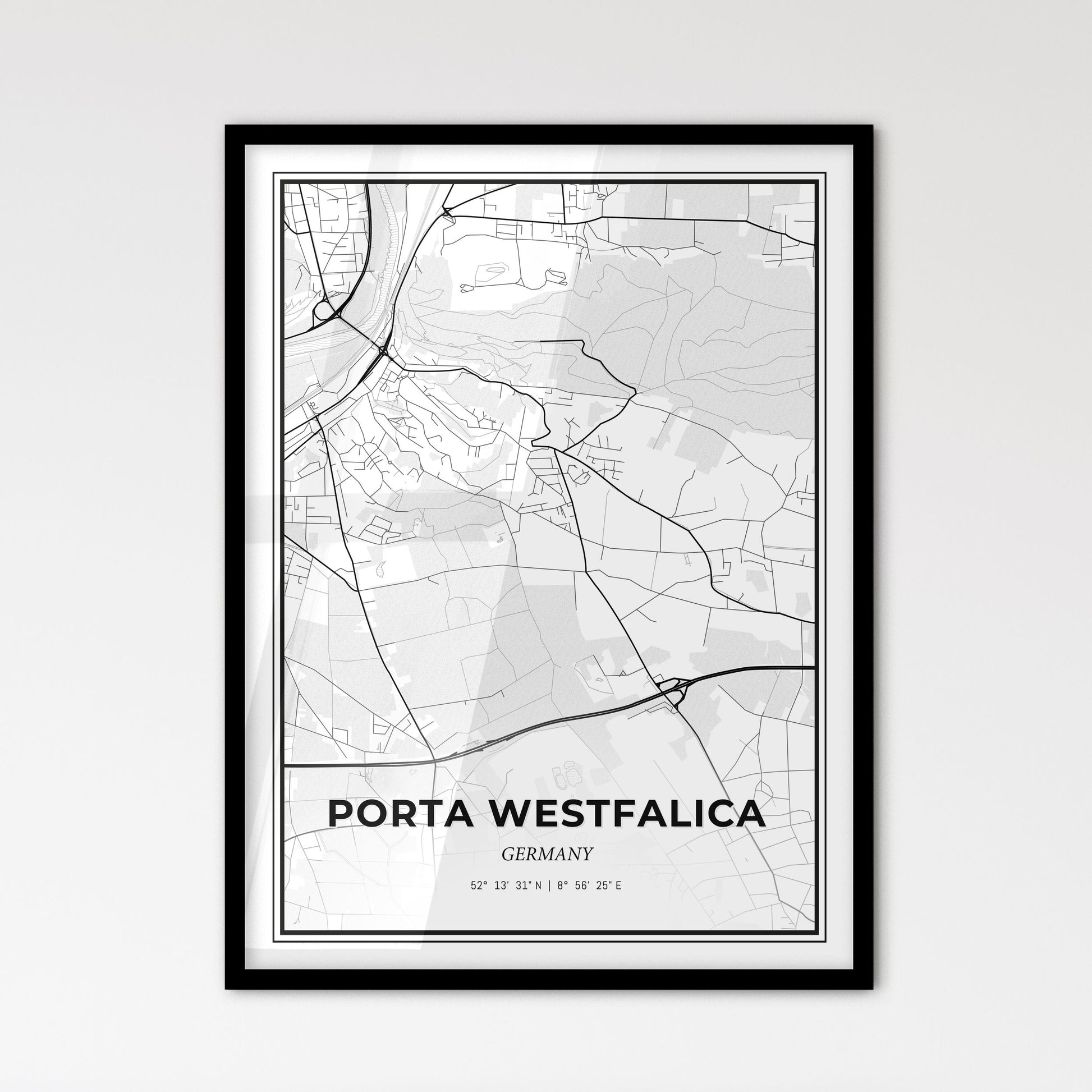 Porta Westfalica Germany - Scandinavian Style City Map for Modern Home Decor