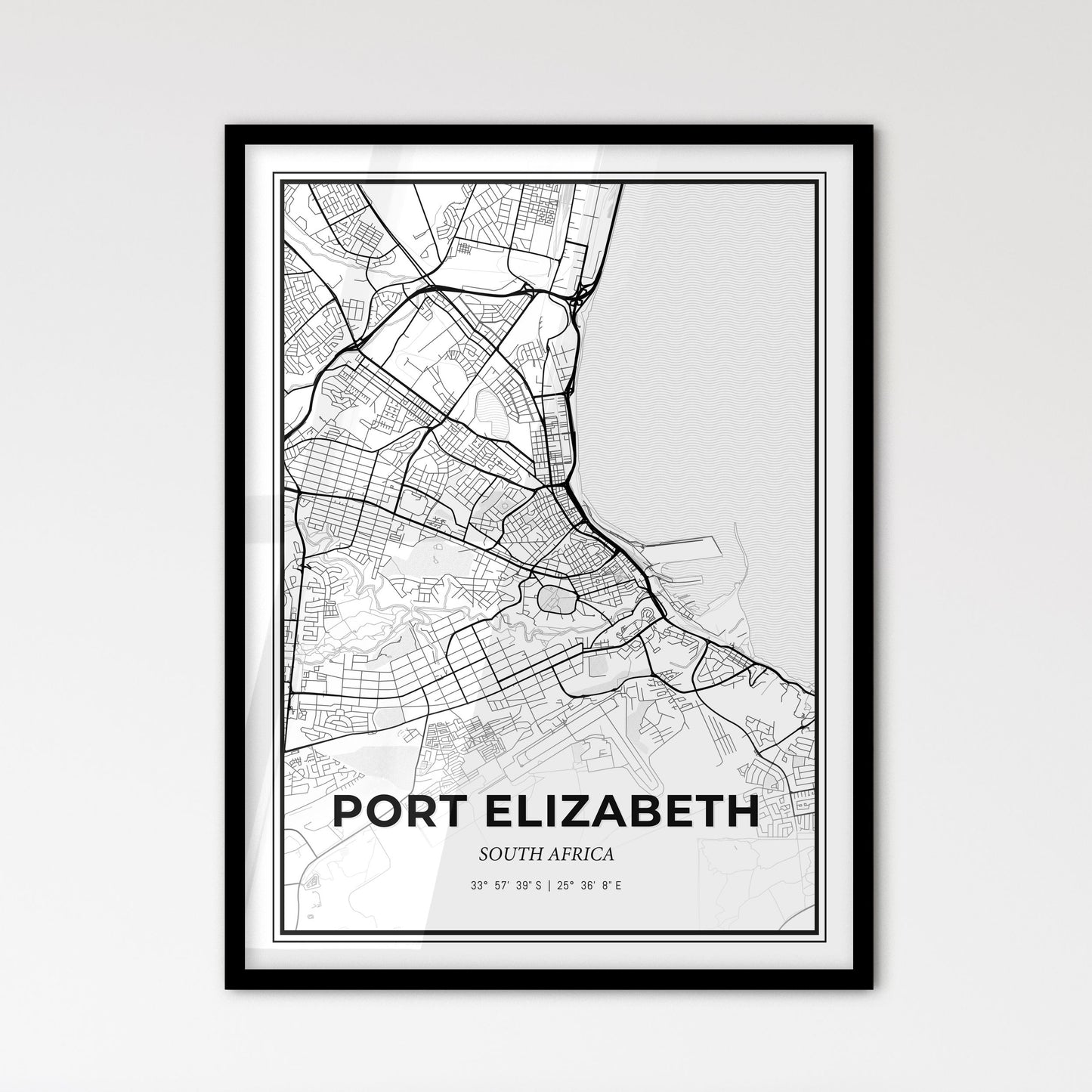 Port Elizabeth South Africa - Scandinavian Style City Map for Modern Home Decor