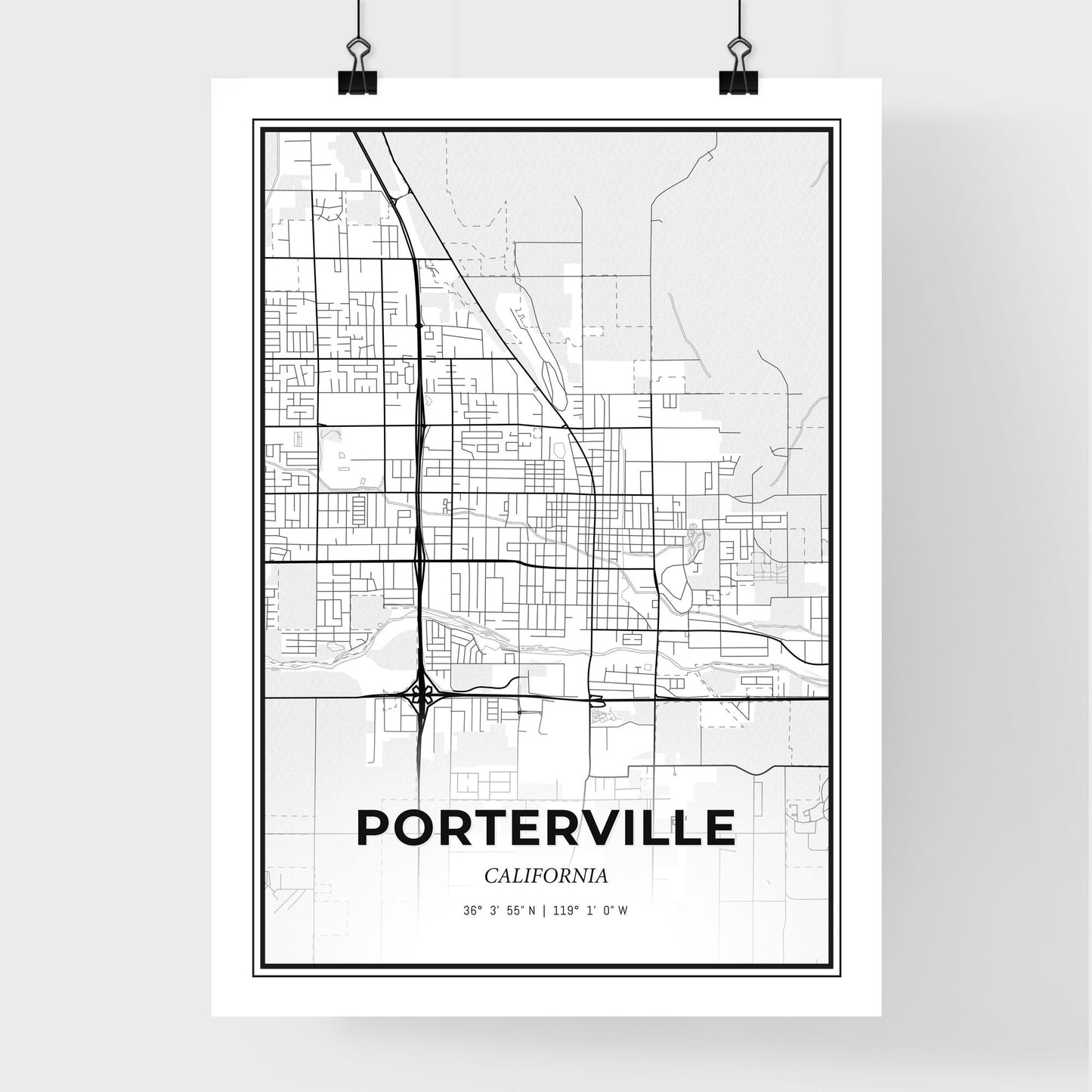 Porterville California - Premium City Map Poster