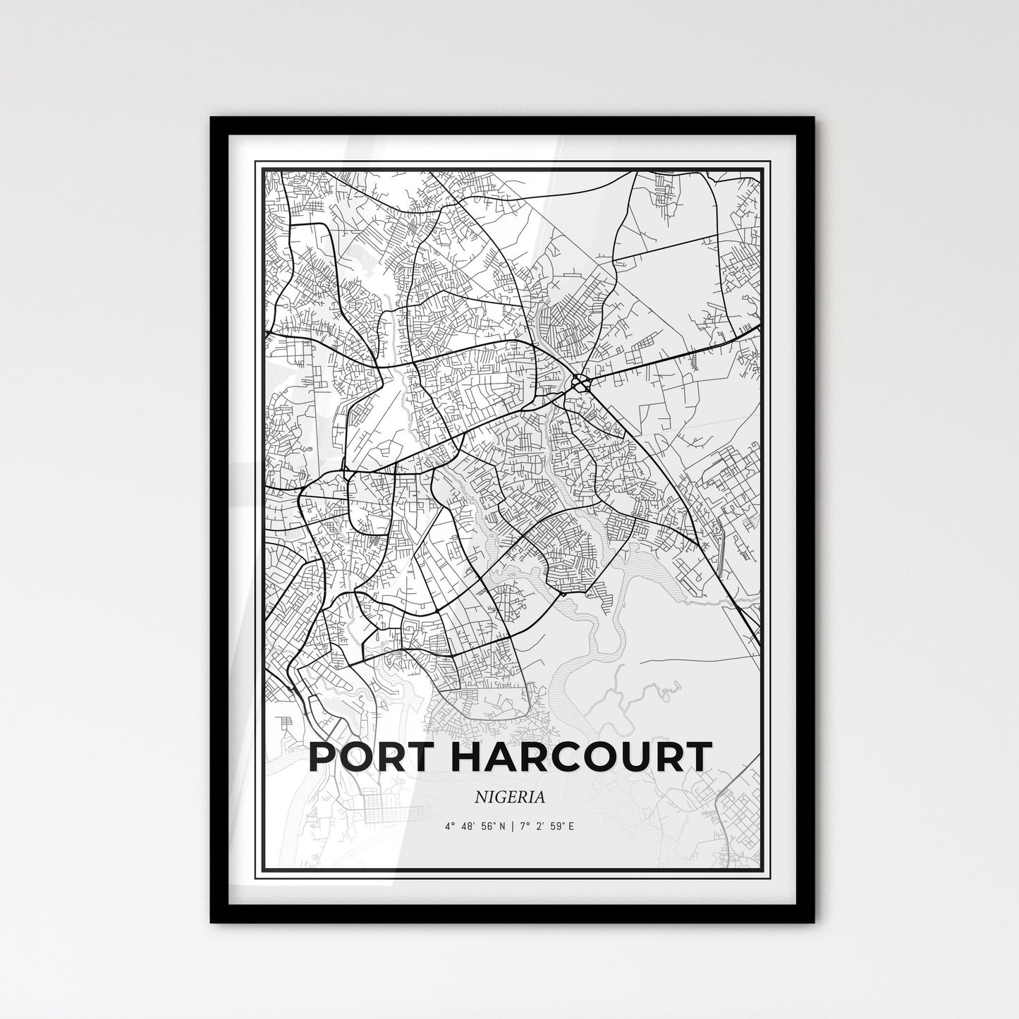 Port Harcourt Nigeria - Scandinavian Style City Map for Modern Home Decor