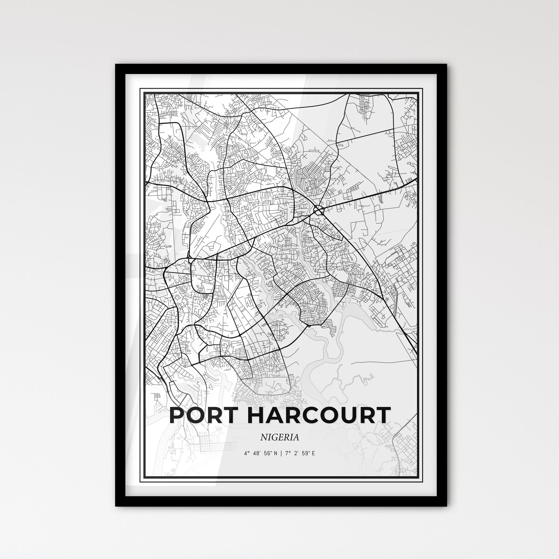 Port Harcourt Nigeria - Scandinavian Style City Map for Modern Home Decor