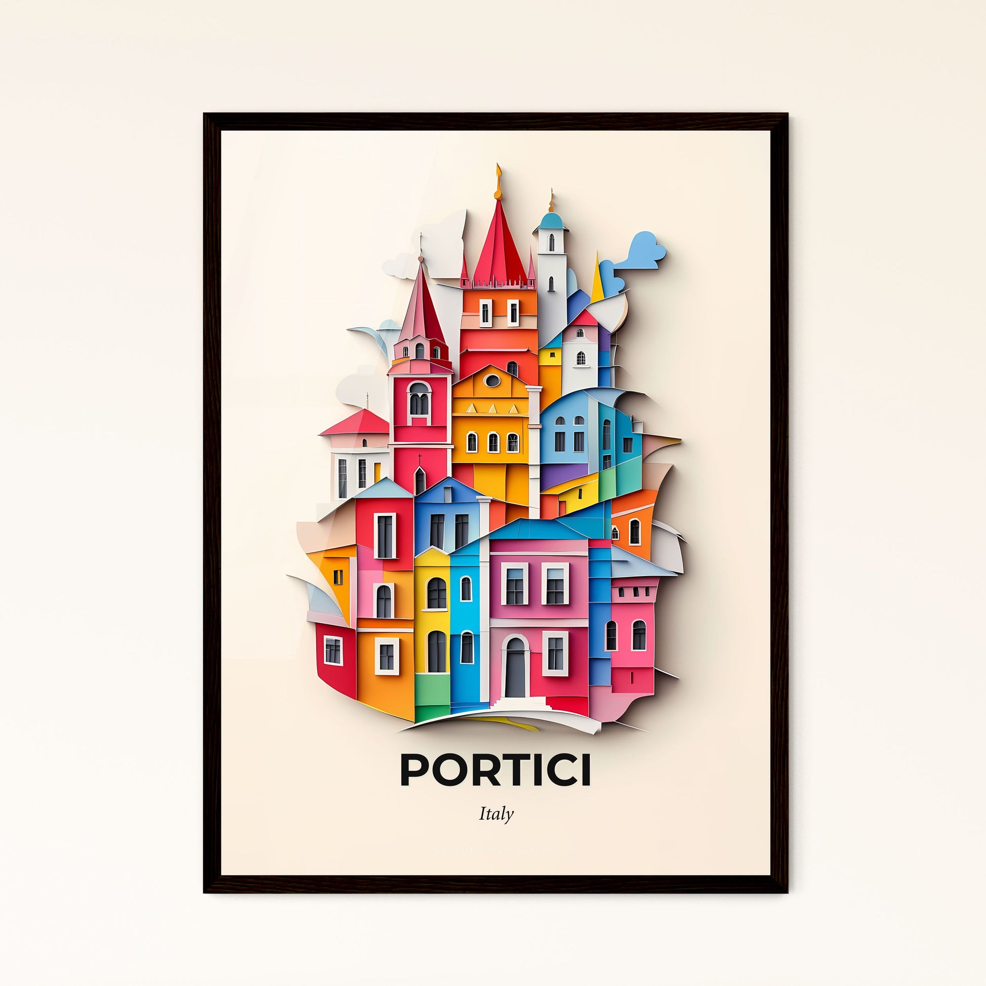 Vivid Portici, Italy - a paper cut of a city with a bridge