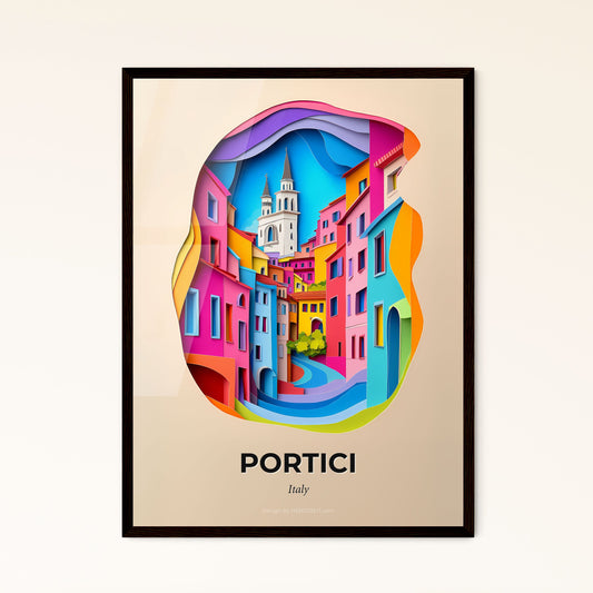 Vivid Portici, Italy - a colorful city with a church in the background