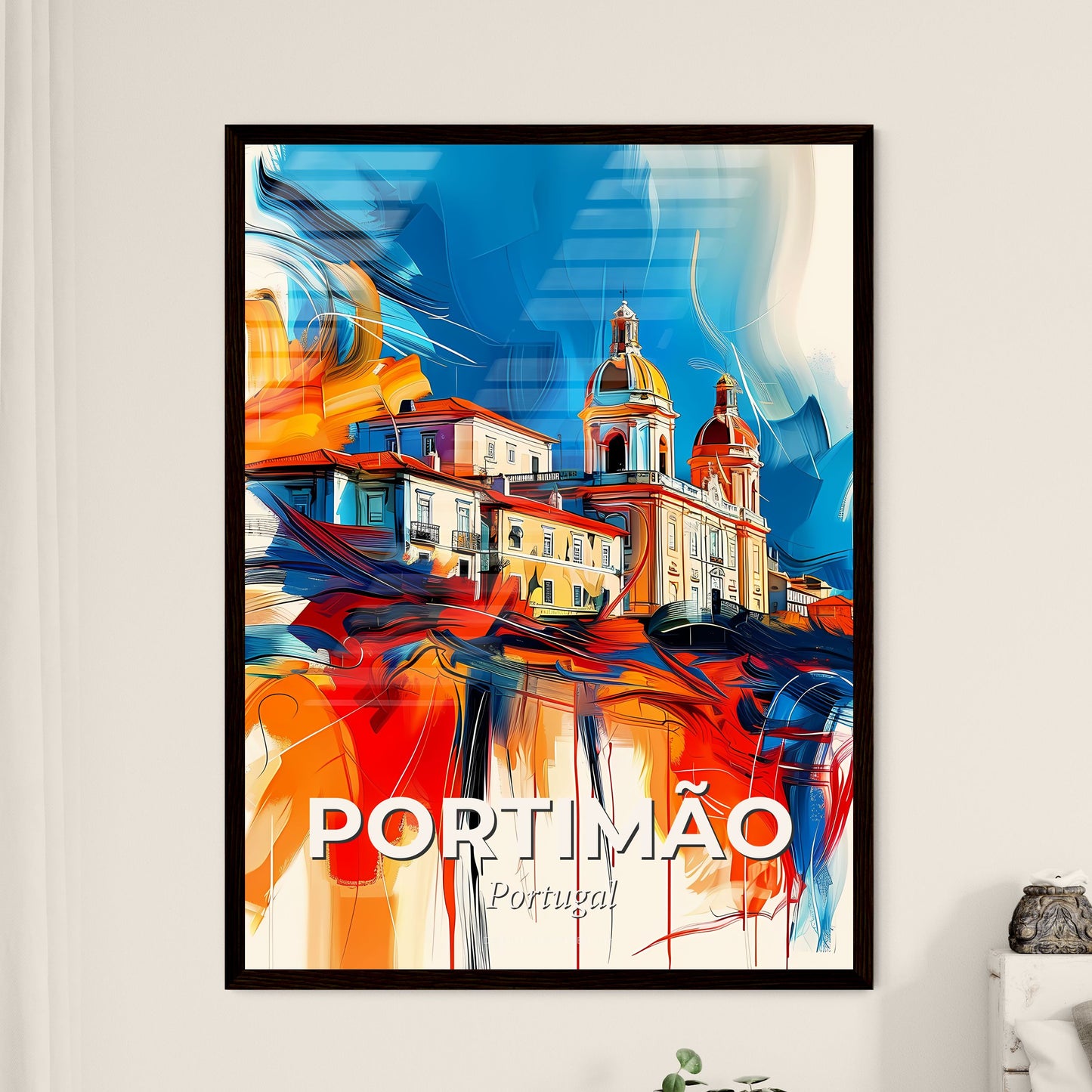 Vibrant Portimão, Portugal - A Painting Of A Building