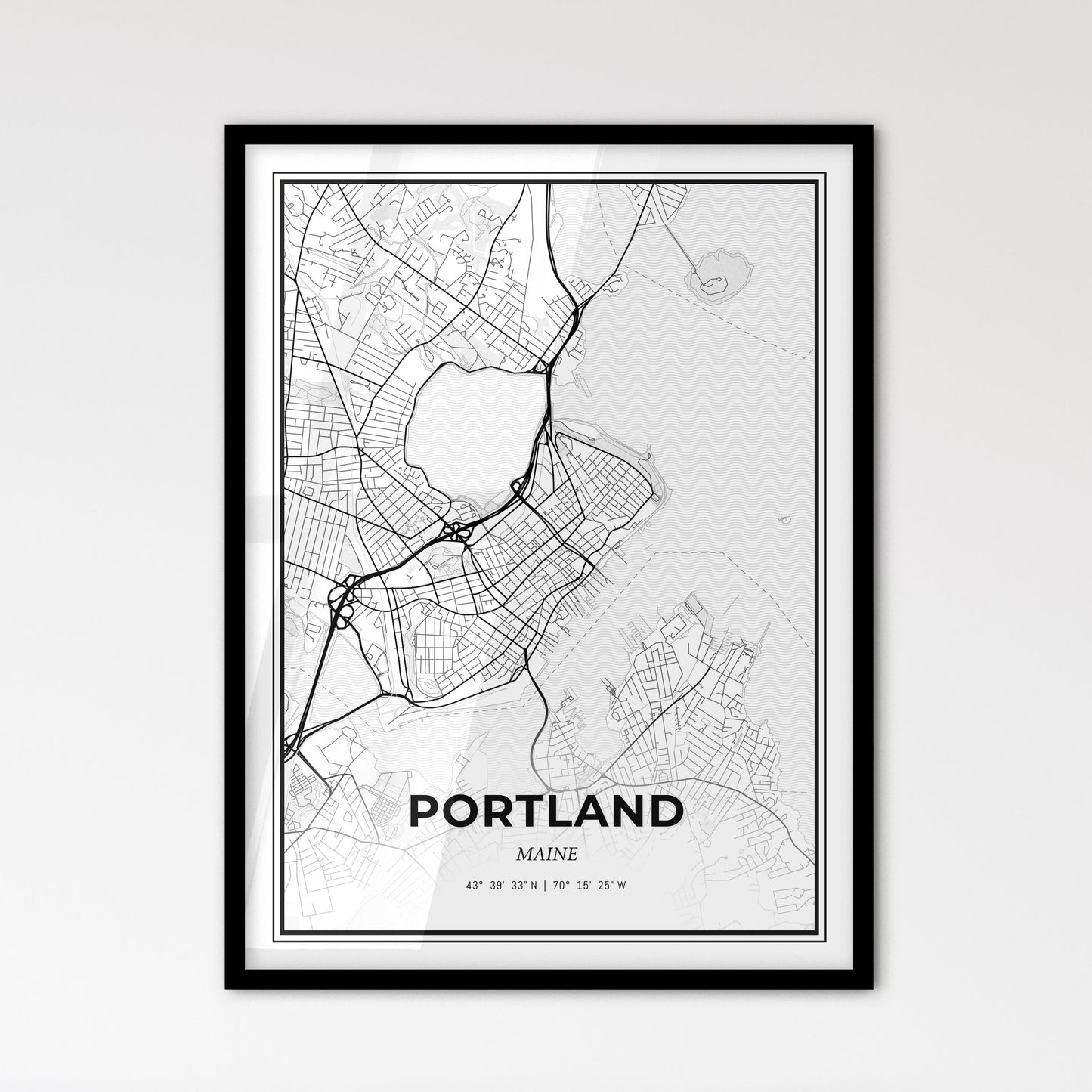 Portland Maine - Scandinavian Style City Map for Modern Home Decor