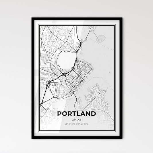 Portland Maine - Scandinavian Style City Map for Modern Home Decor