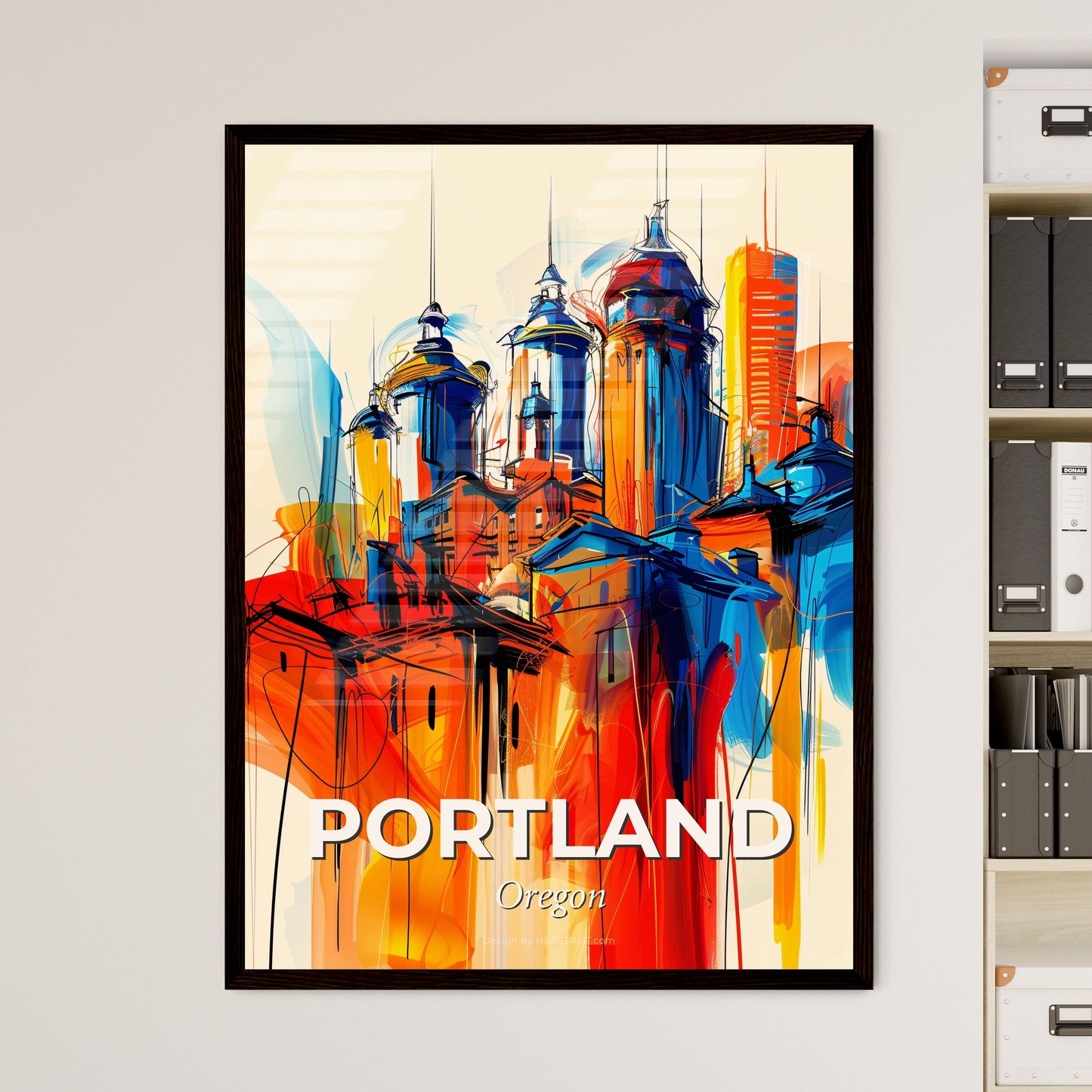 Vibrant Portland, Oregon - A Colorful Cityscape With Towers And Buildings