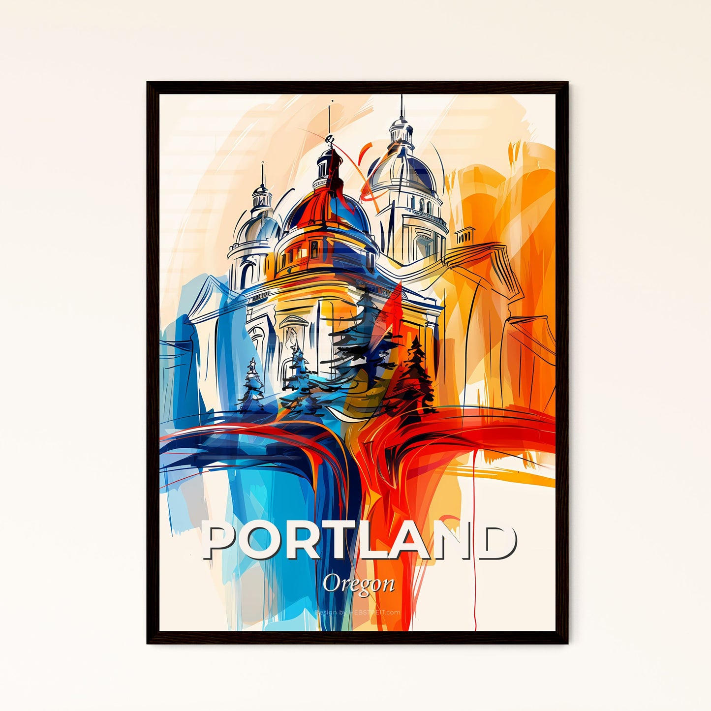 Vibrant Portland, Oregon - A Drawing Of A Building