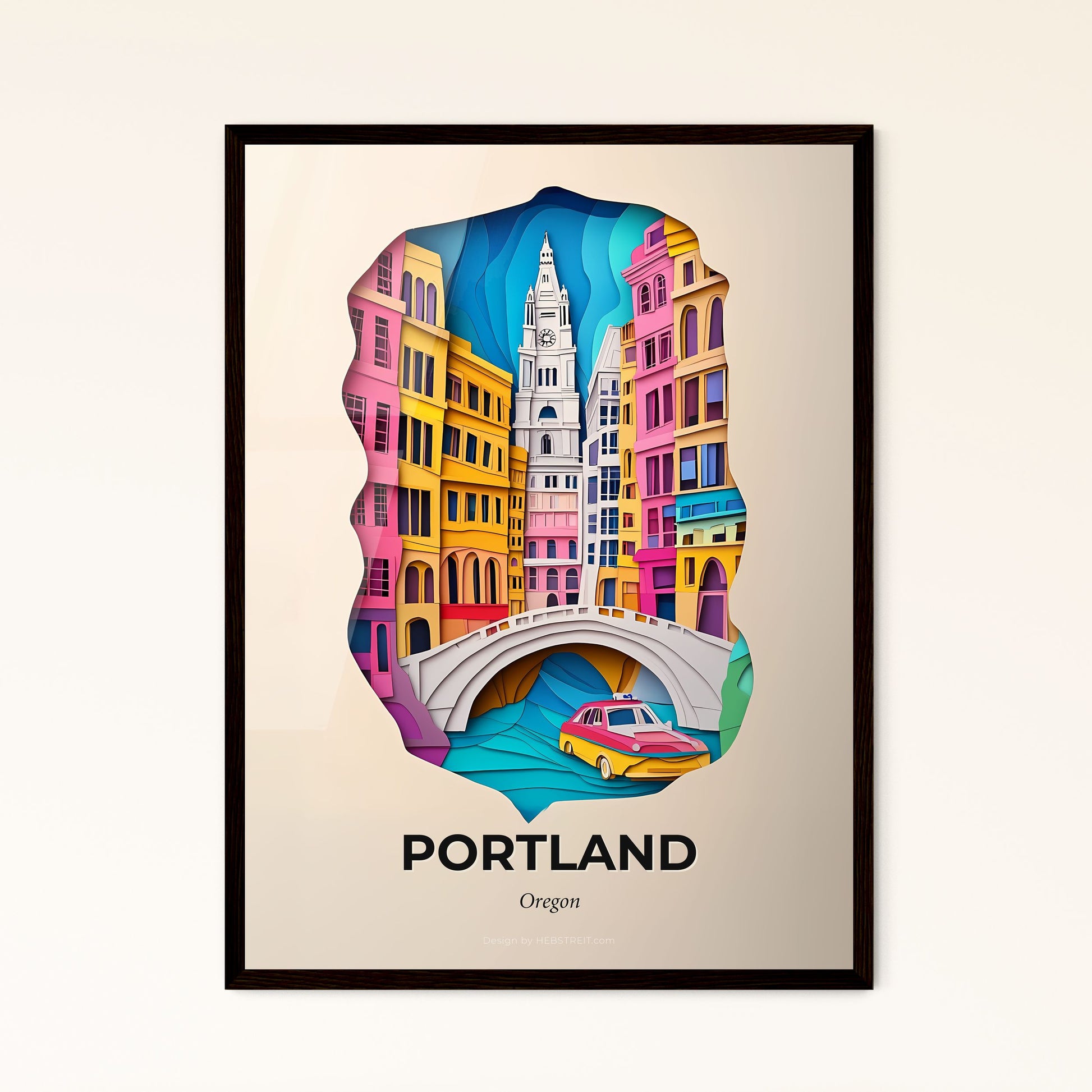 Vivid Portland, Oregon - a city with a bridge and a car