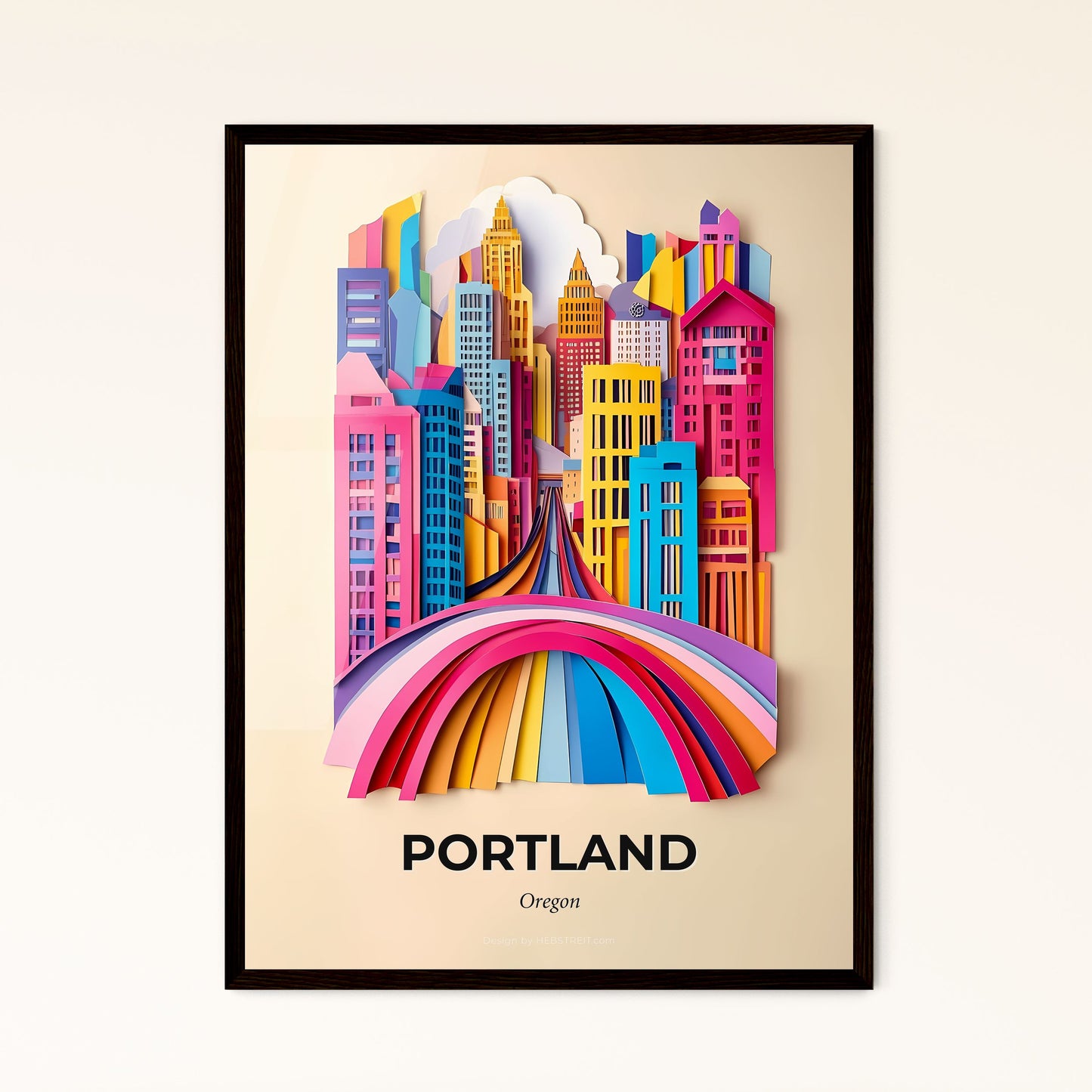 Vivid Portland, Oregon - a colorful cityscape with a rainbow bridge