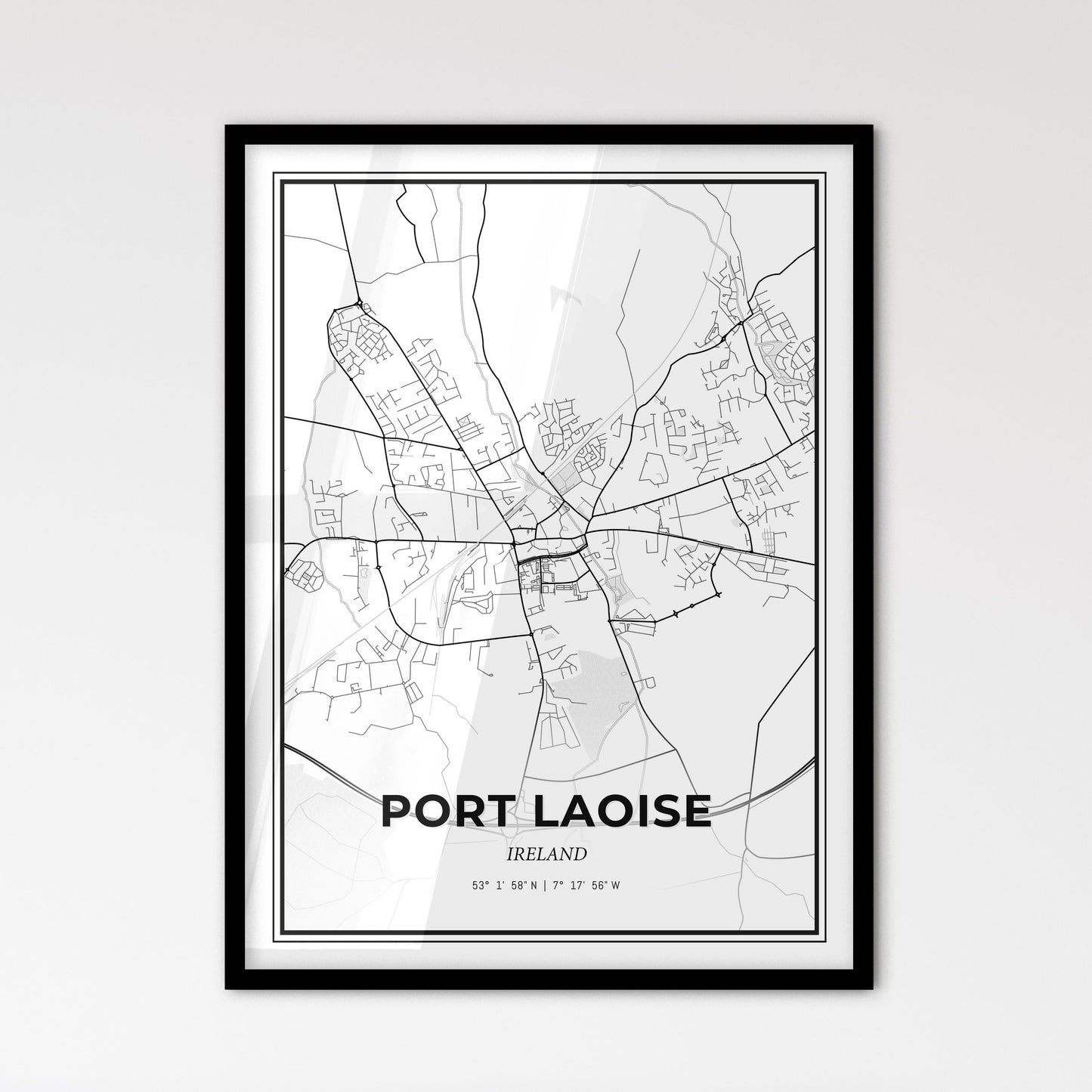 Port Laoise Ireland - Scandinavian Style City Map for Modern Home Decor