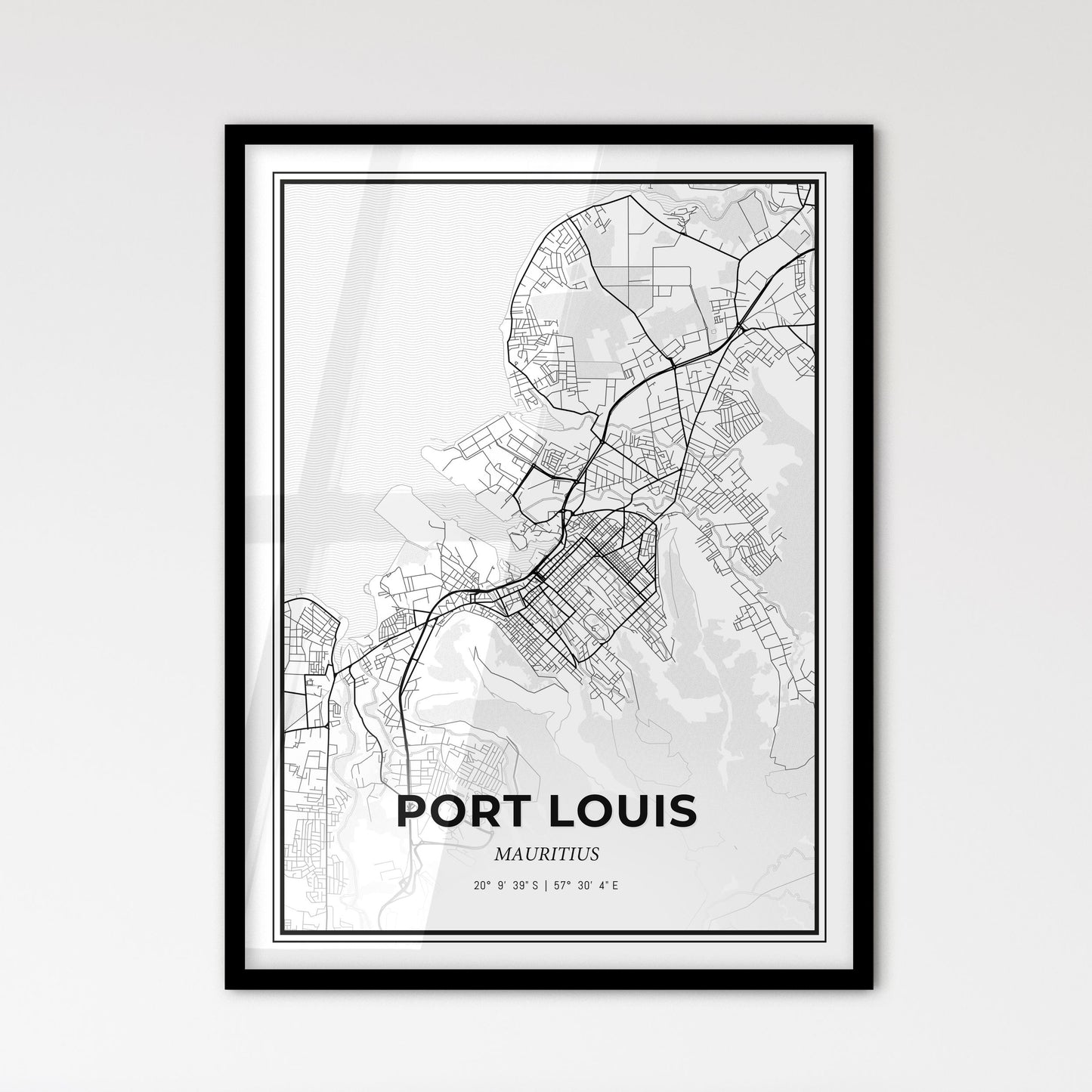 Port Louis Mauritius - Scandinavian Style City Map for Modern Home Decor