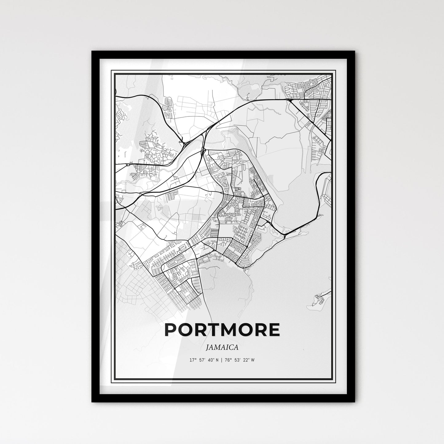 Portmore Jamaica - Scandinavian Style City Map for Modern Home Decor