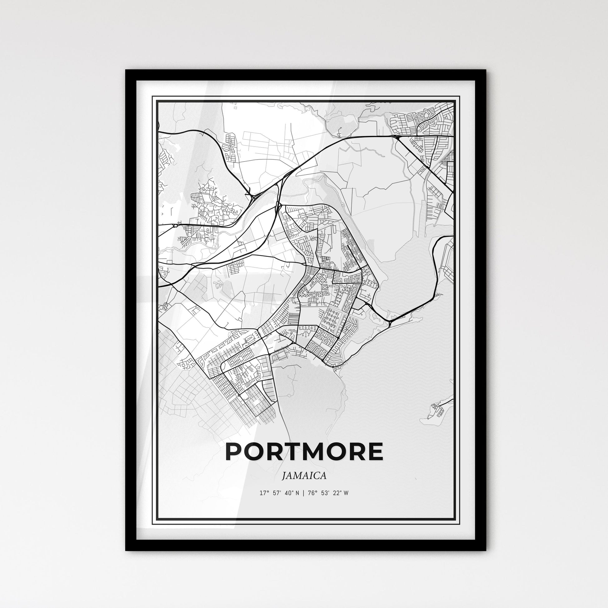 Portmore Jamaica - Scandinavian Style City Map for Modern Home Decor