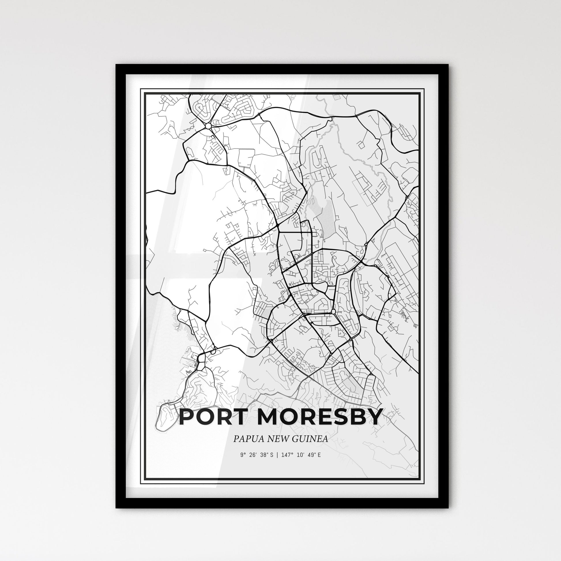 Port Moresby Papua New Guinea - Scandinavian Style City Map for Modern Home Decor