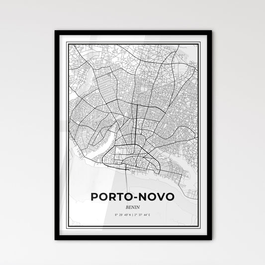 Porto-Novo Benin - Scandinavian Style City Map for Modern Home Decor