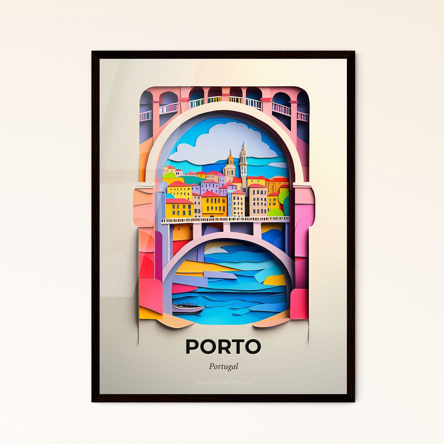 Vivid Porto, Portugal, Papercut Print