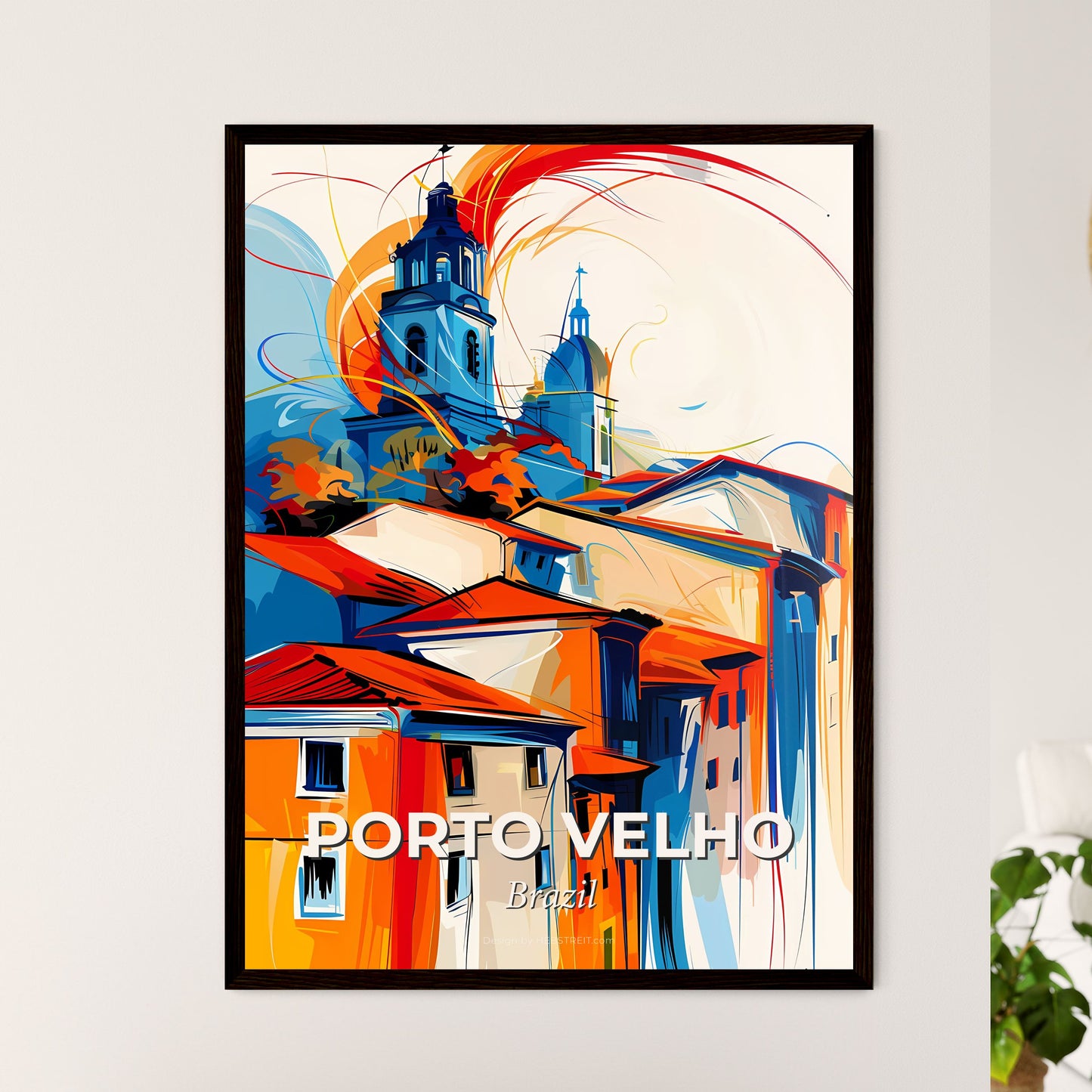 Vibrant Porto Velho, Brazil - A Colorful Painting Of Buildings