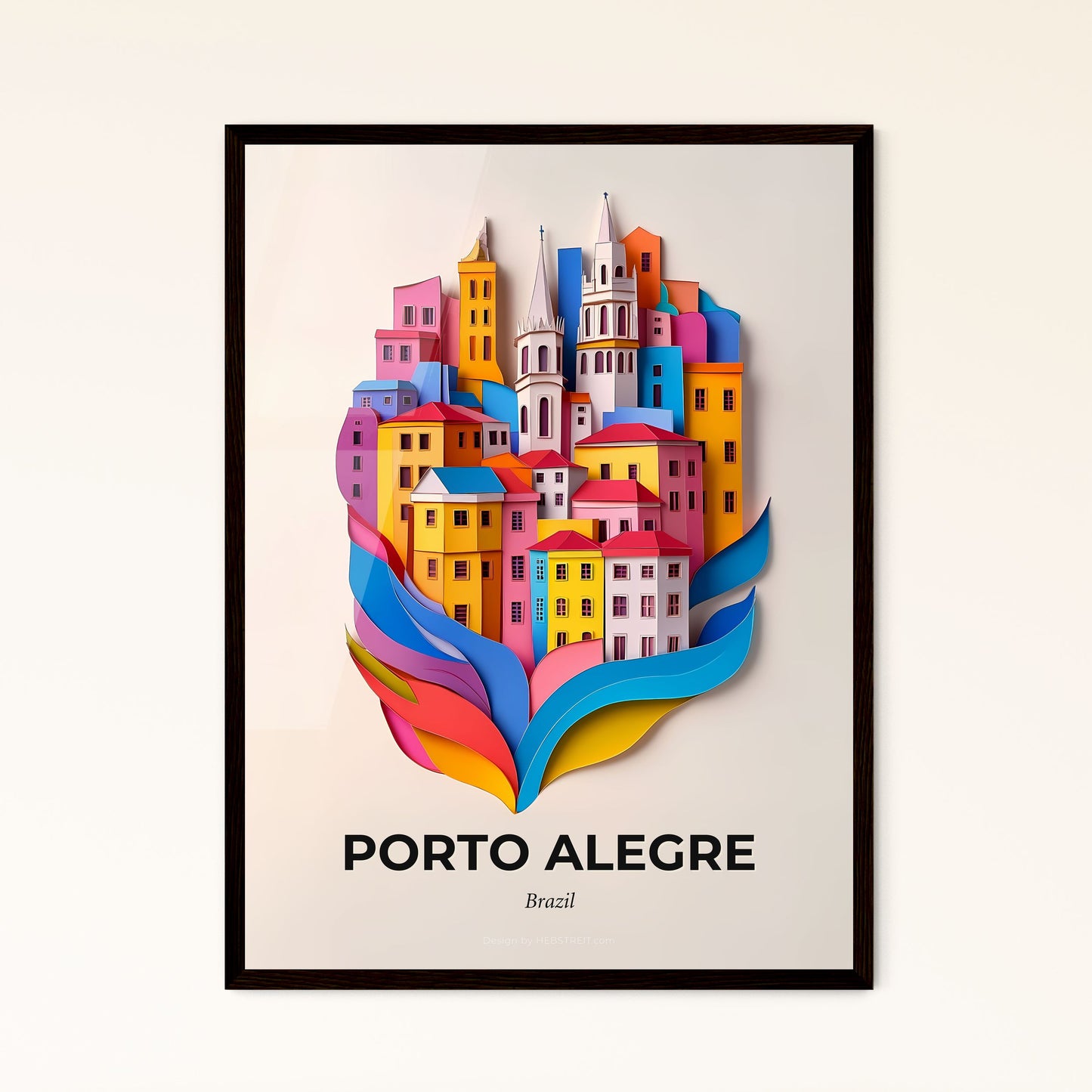 Vivid Porto Alegre, Brazil - a paper cut of a city with a rainbow colored building