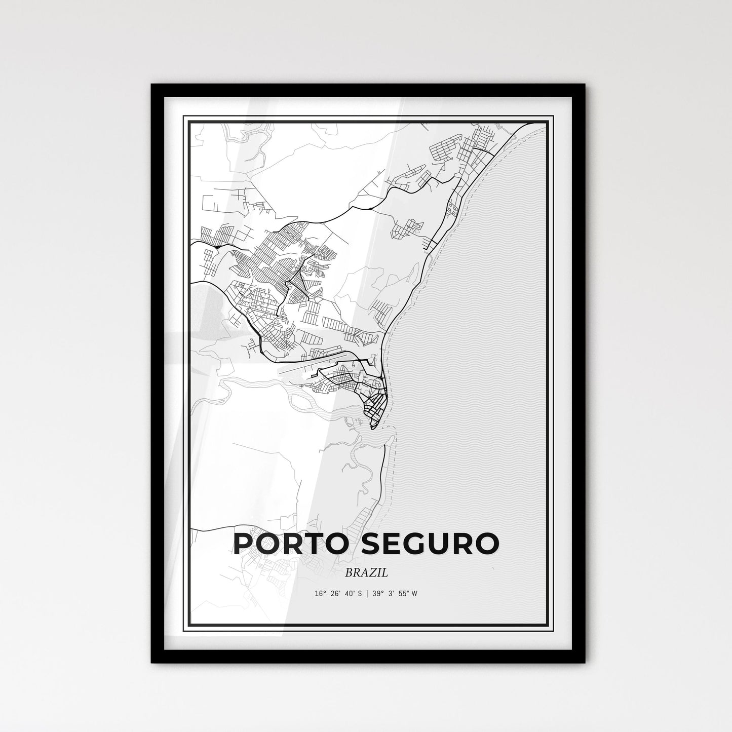 Porto Seguro Brazil - Scandinavian Style City Map for Modern Home Decor