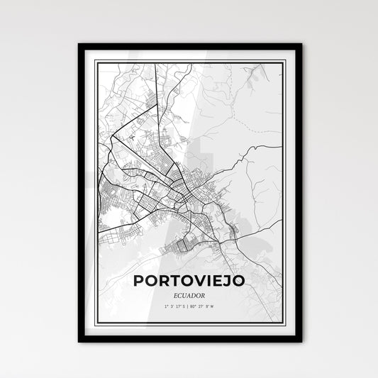 Portoviejo Ecuador - Scandinavian Style City Map for Modern Home Decor