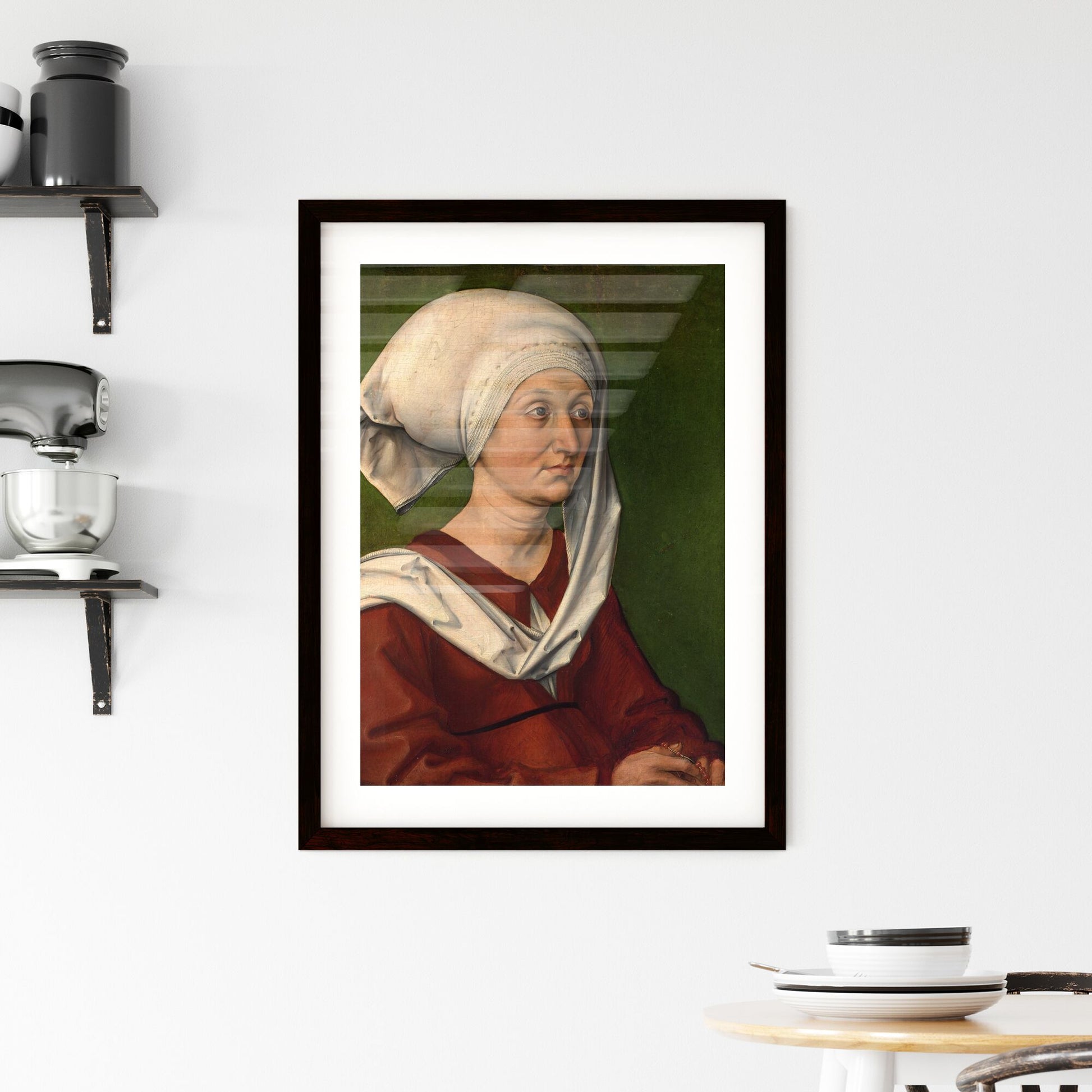 Framed Print of Portrait of a Woman in White Headdress by Albrecht Dürer