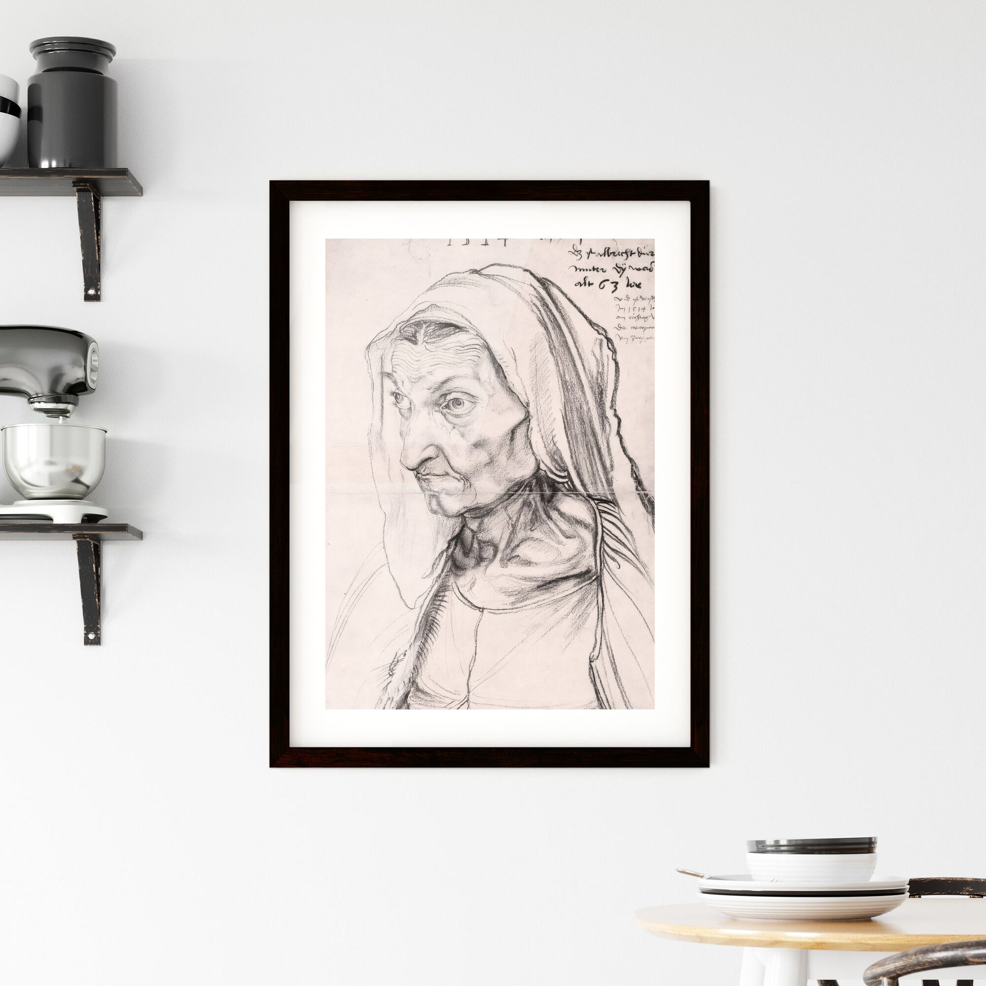 Framed Print of Portrait of an Old Woman in a Veil by Albrecht Dürer