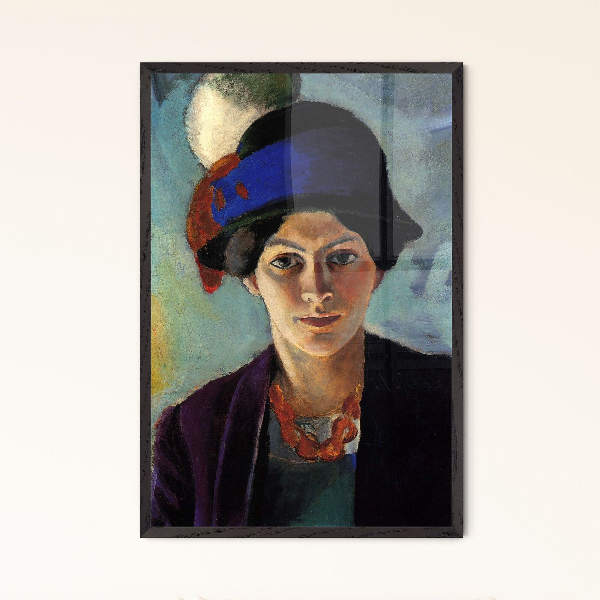Portrait of the Artist's Wife with a Hat – August Macke Fine Art Print